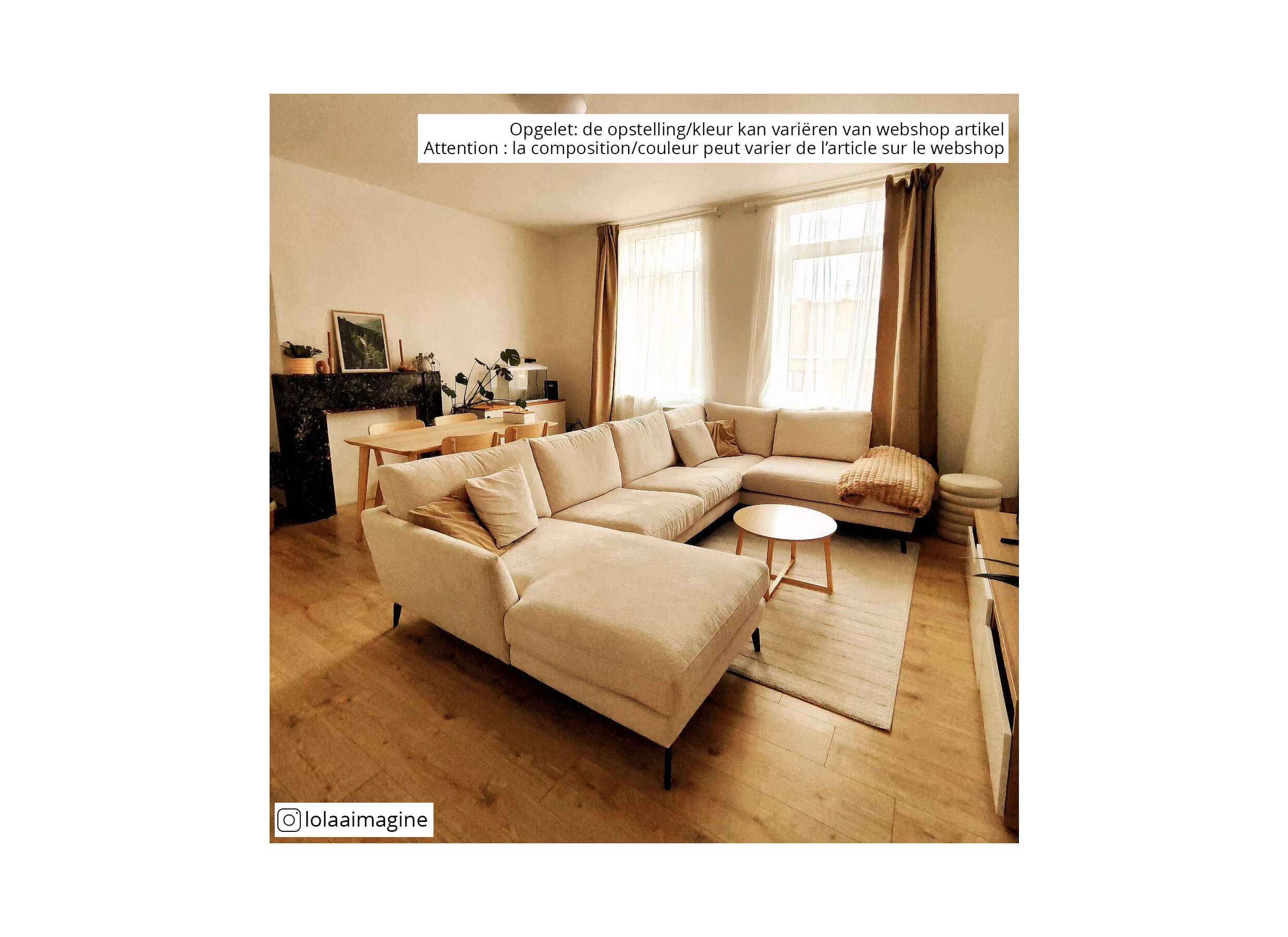 Hoeksalon Namur 293x160cm - stof - beige