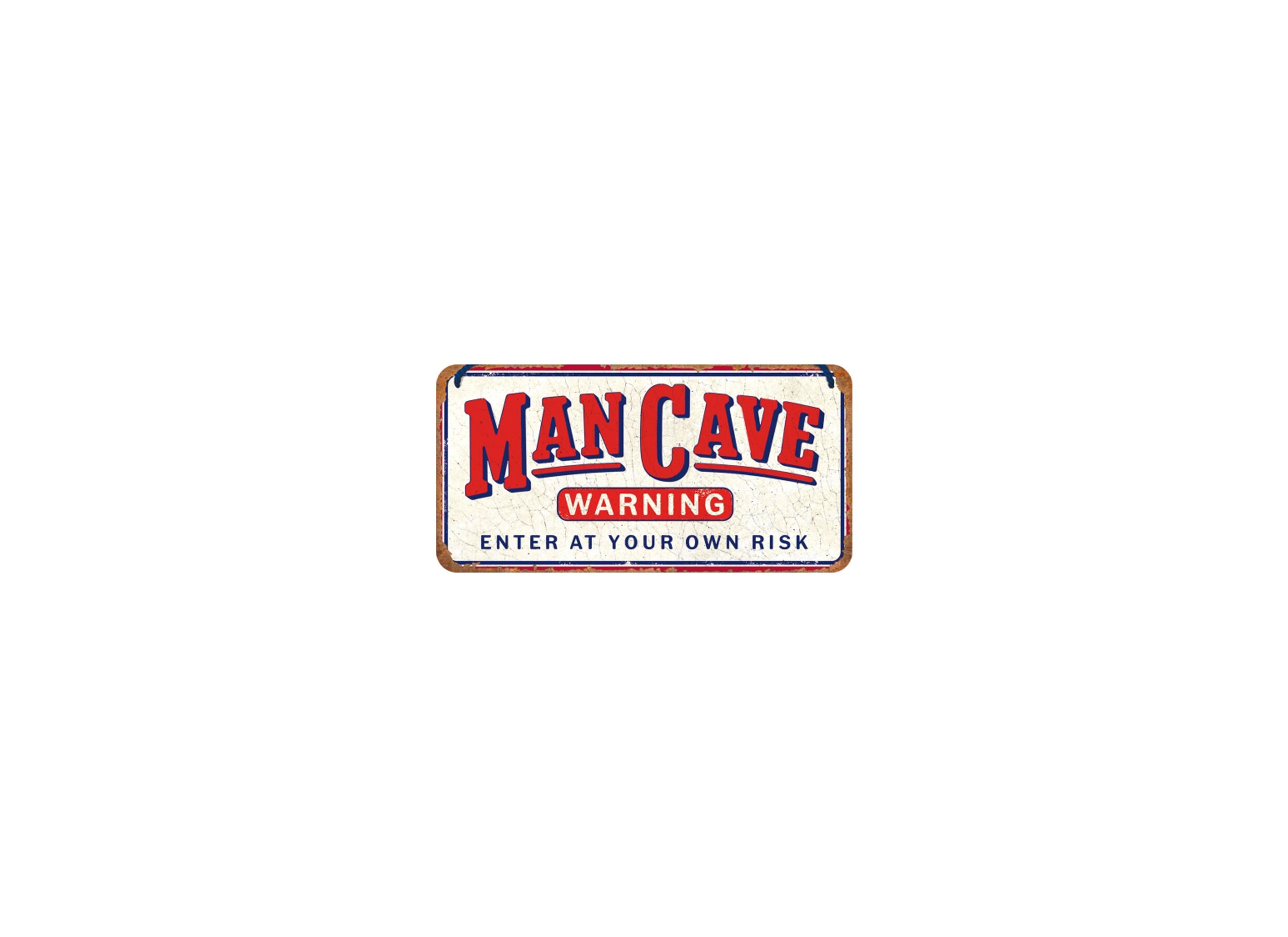 Overzichtsfoto - Plakkaat 10x20cm Man Cave Warning