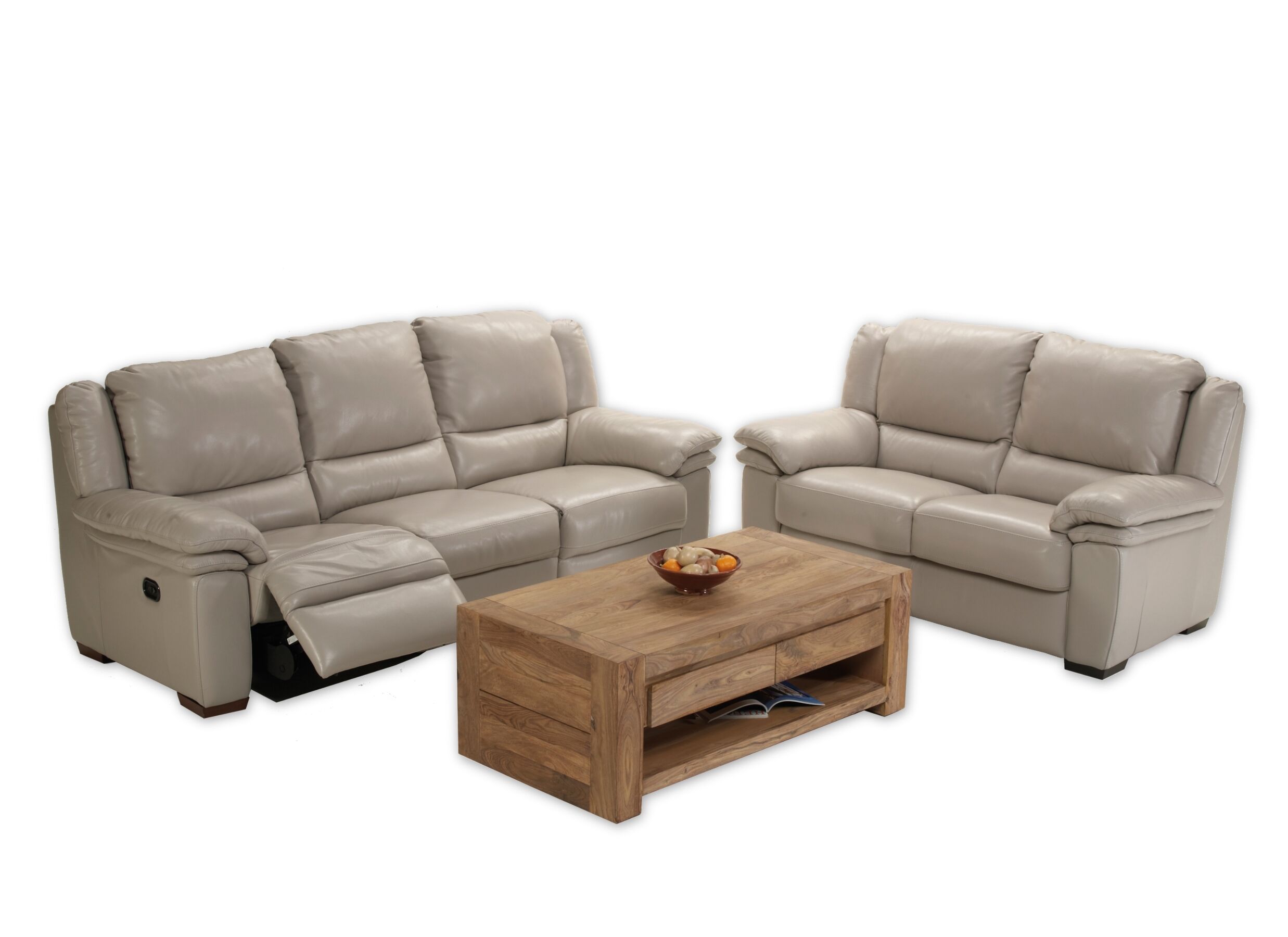 Table basse Carbone 125x65cm - sheesham massif & décor - naturel avec rangement