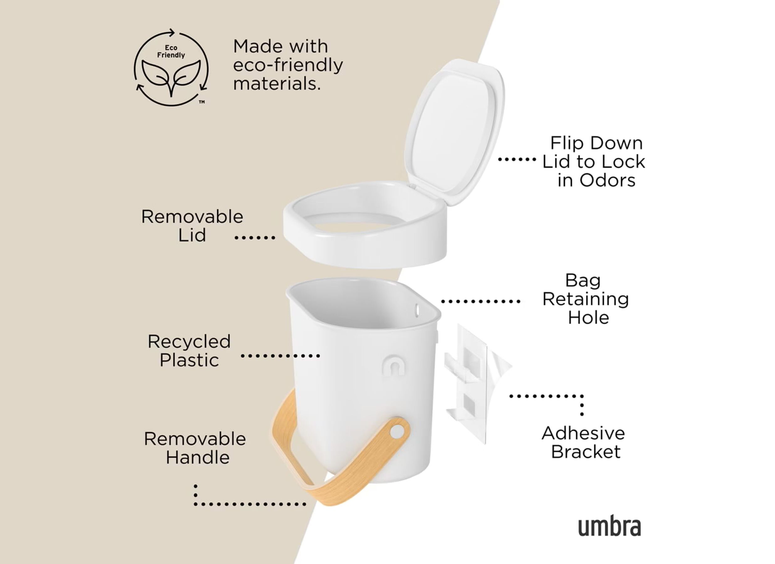 Disposition - Poubelle de table Bellwood Compost 4L - plastique - blanc