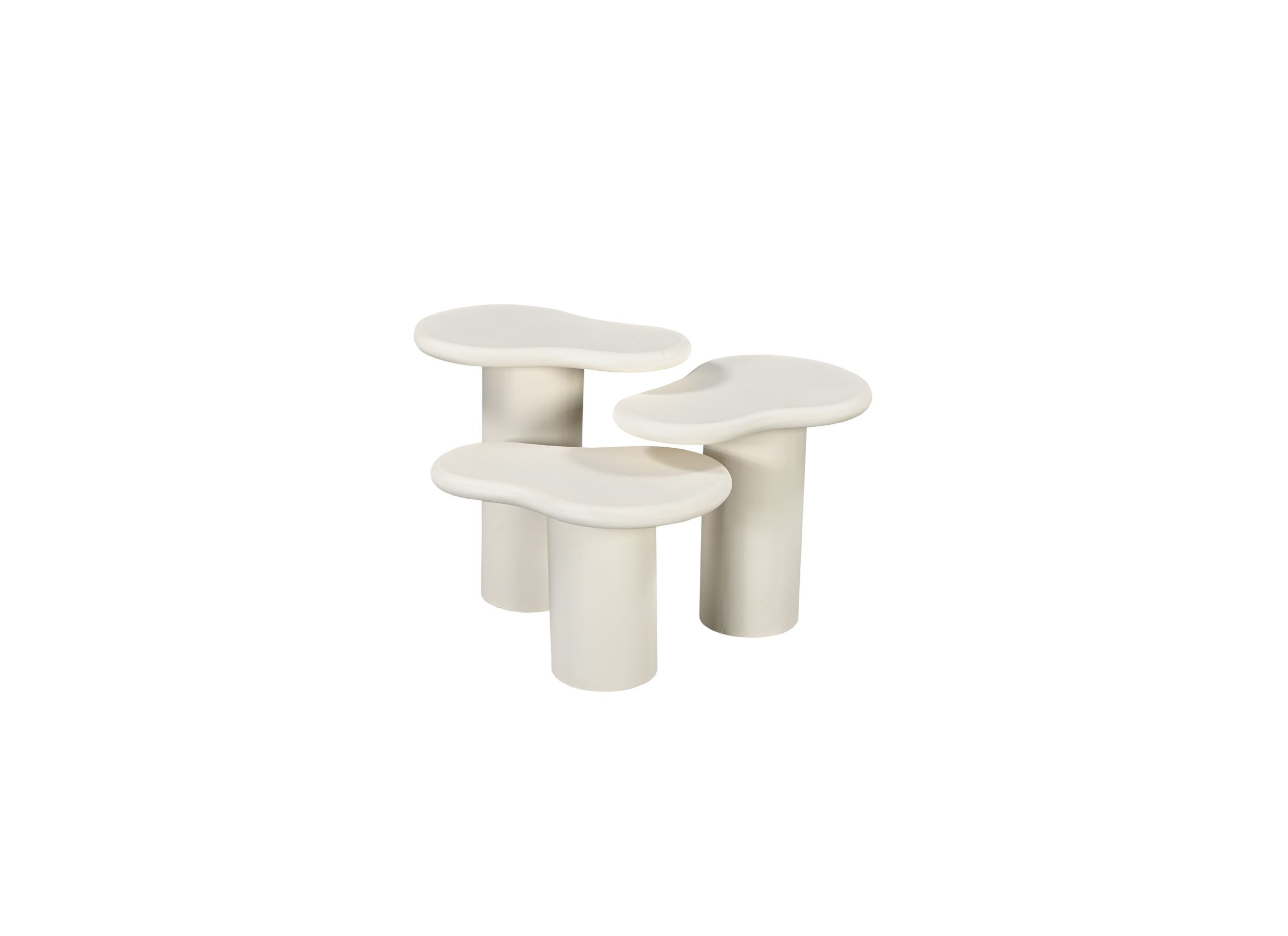 Aperçu - Table d'appoint Mushroom lot de 3 - micro ciment - beige