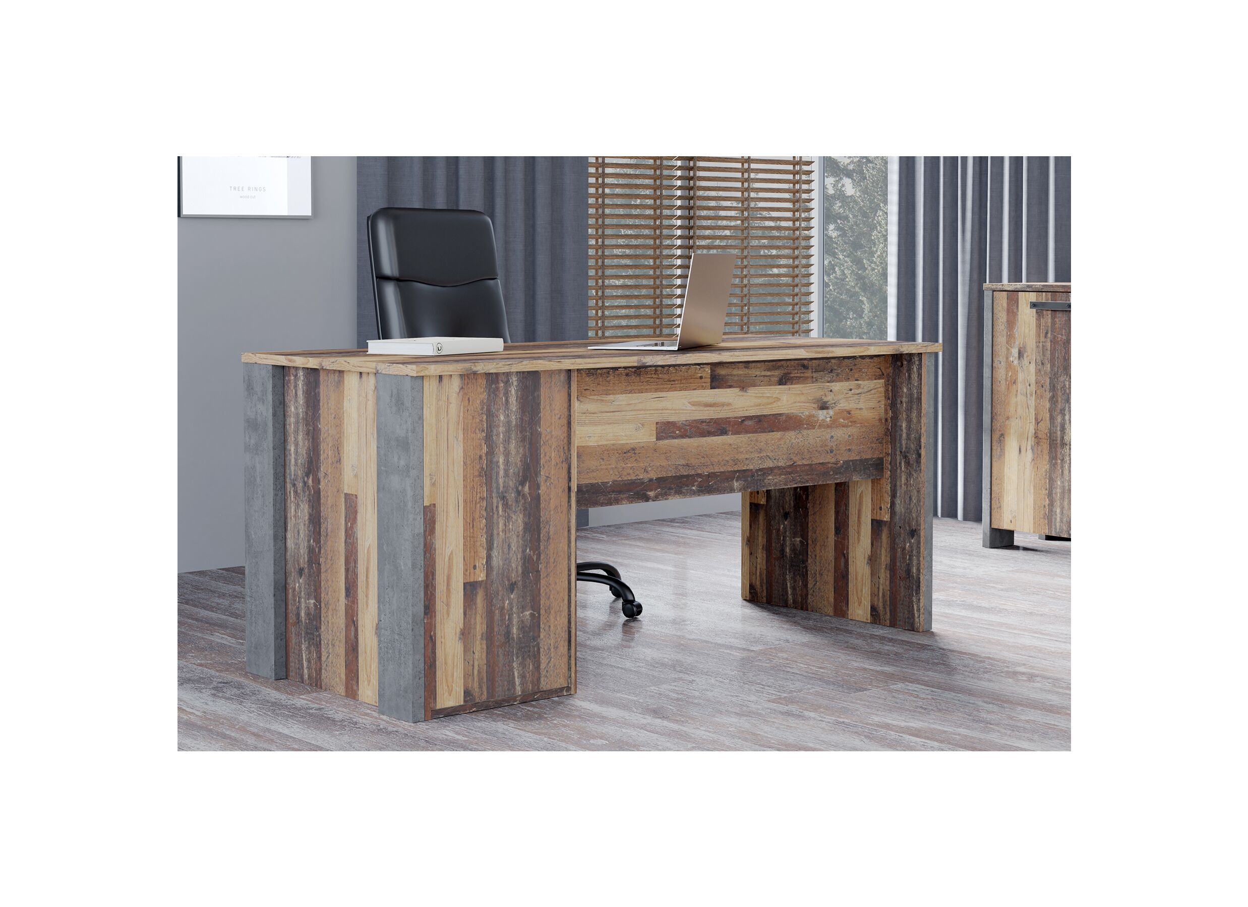 Bureau Clif-B 160x70cmx74cm - panneau décor - old wood/béton