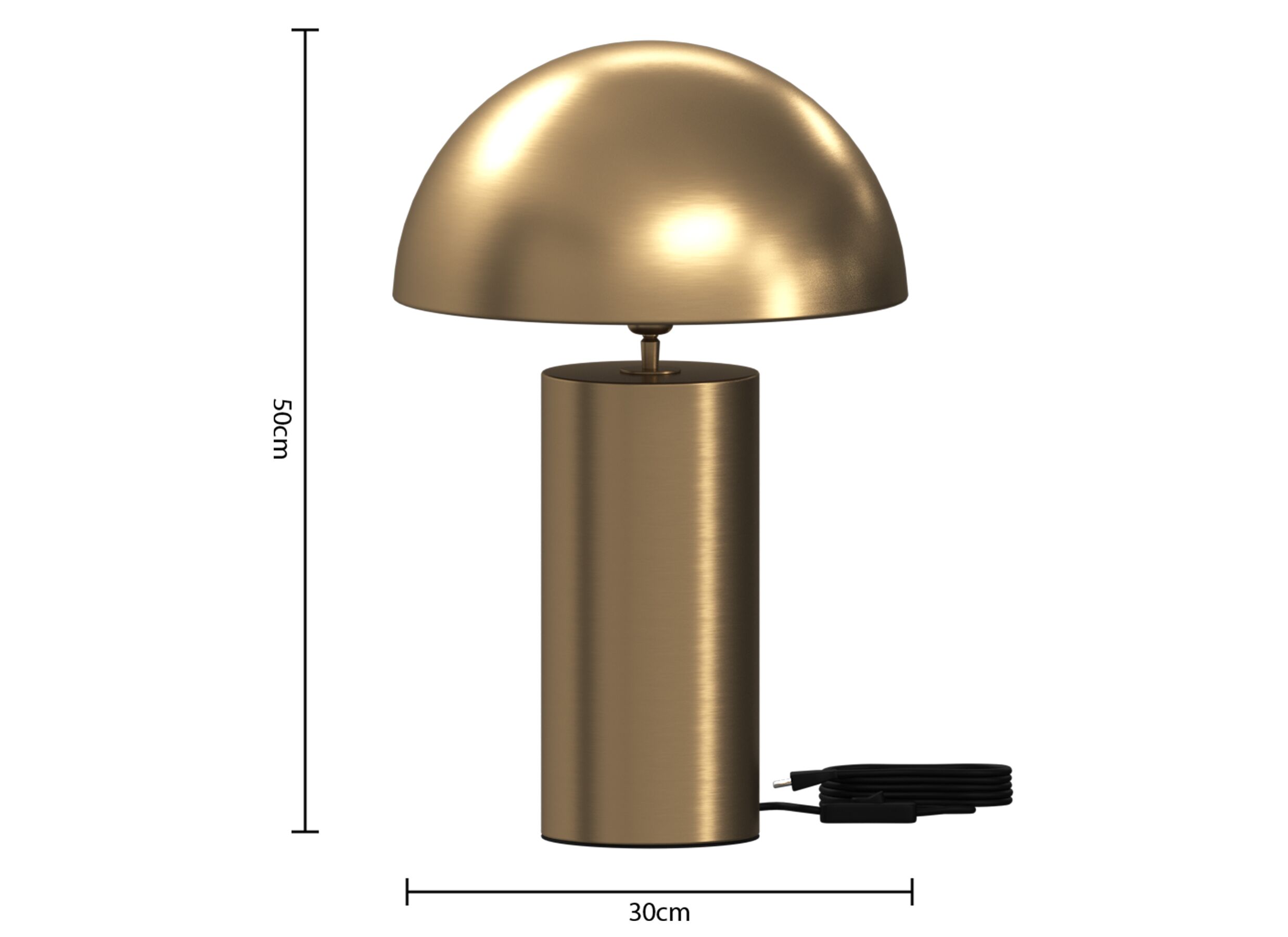 Dimensions - Lampe de table Champi Ø30xH50cm E27 - fer - doré