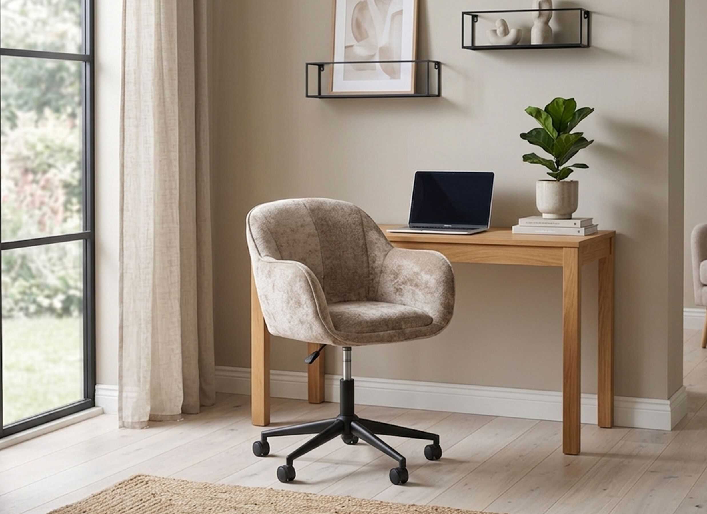 AI Generated - Chaise de bureau Union 60x62x80cm - tissu - light coffee
