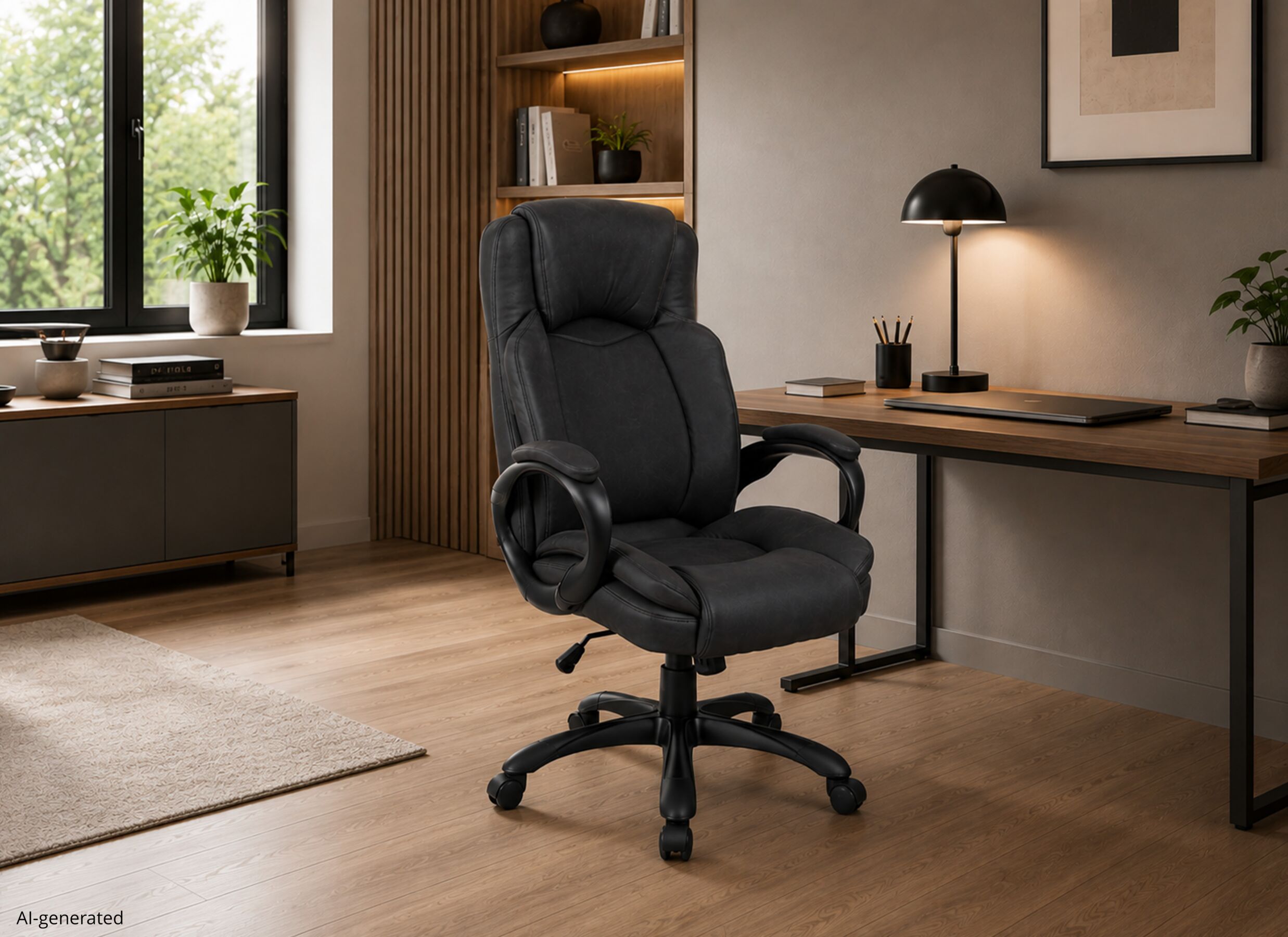 AI Generated - Chaise de bureau Luka 67x75x126cm - similicuir - anthracite