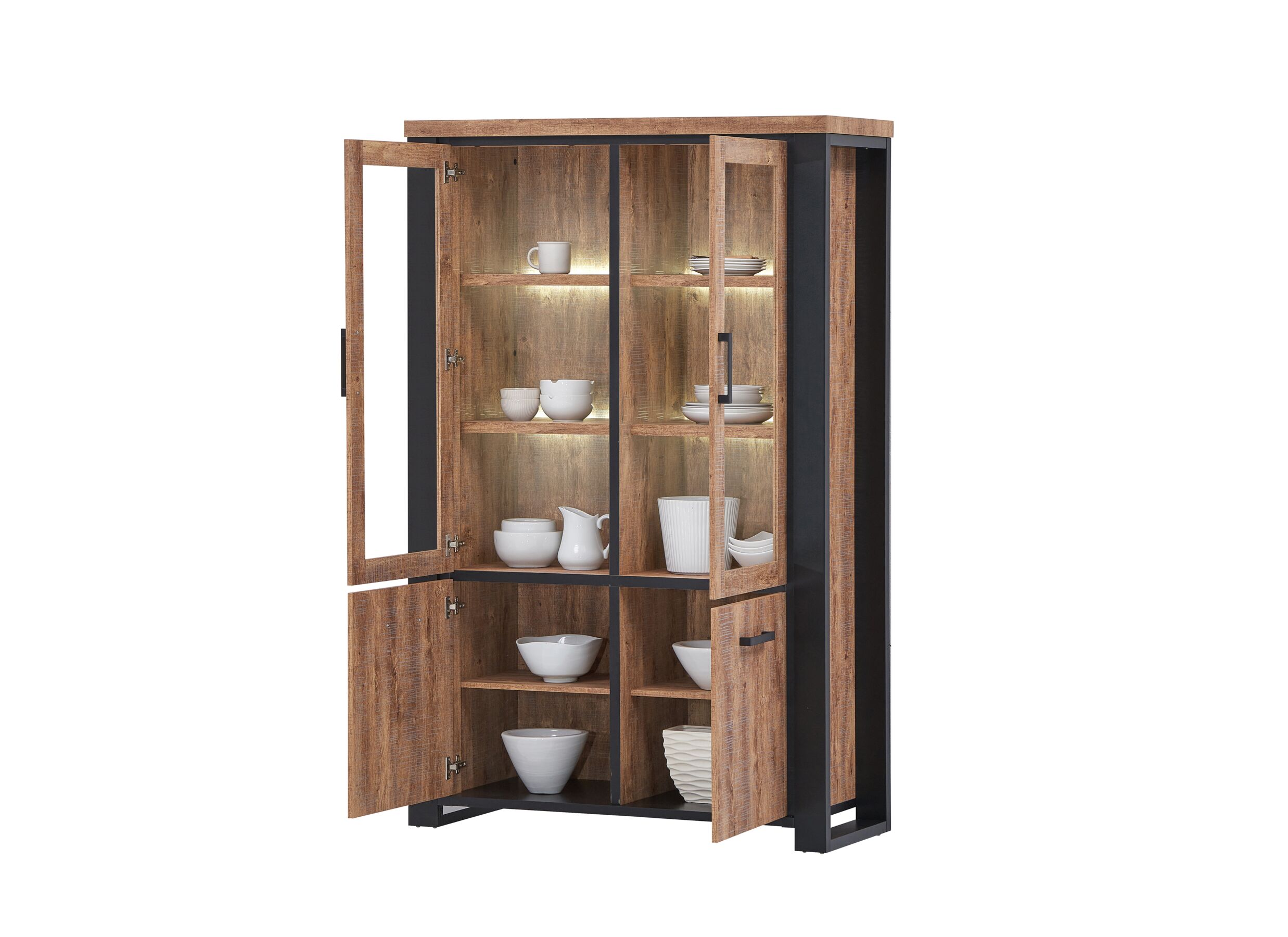 Vitrinekast Estrella 126cm - decor - industrial oak