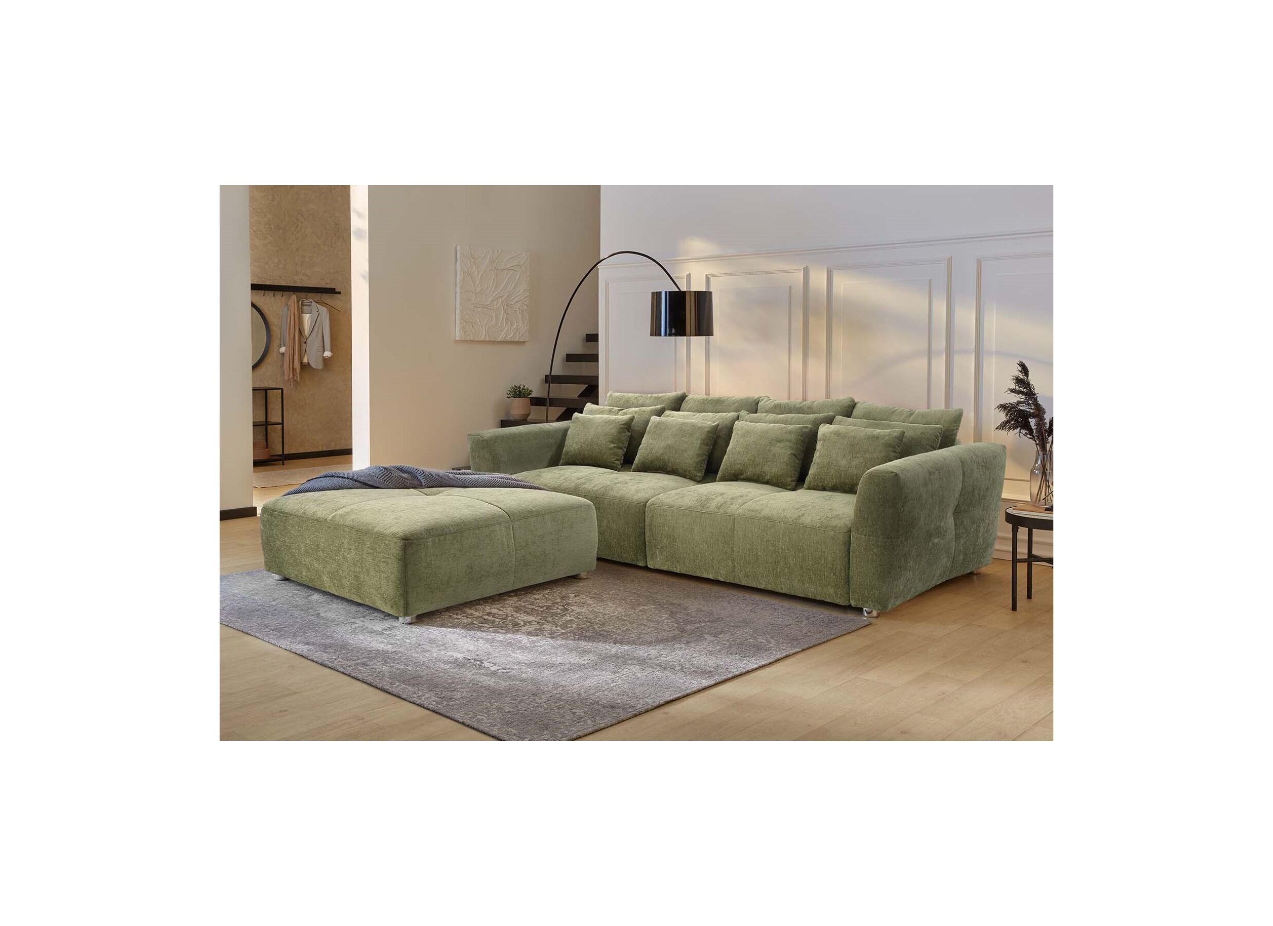 Sfeerfoto - Poef Gulliver 126x41cm - stof - groen