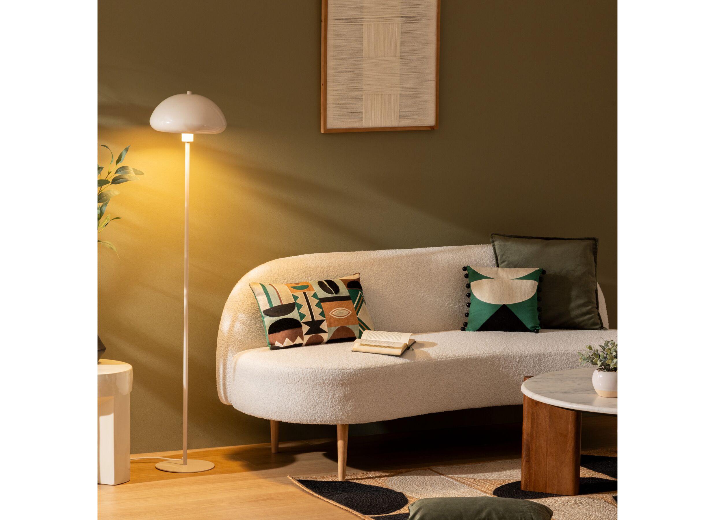 Foto ambiance - Lampadaire Savio H140cm - acier - blanc