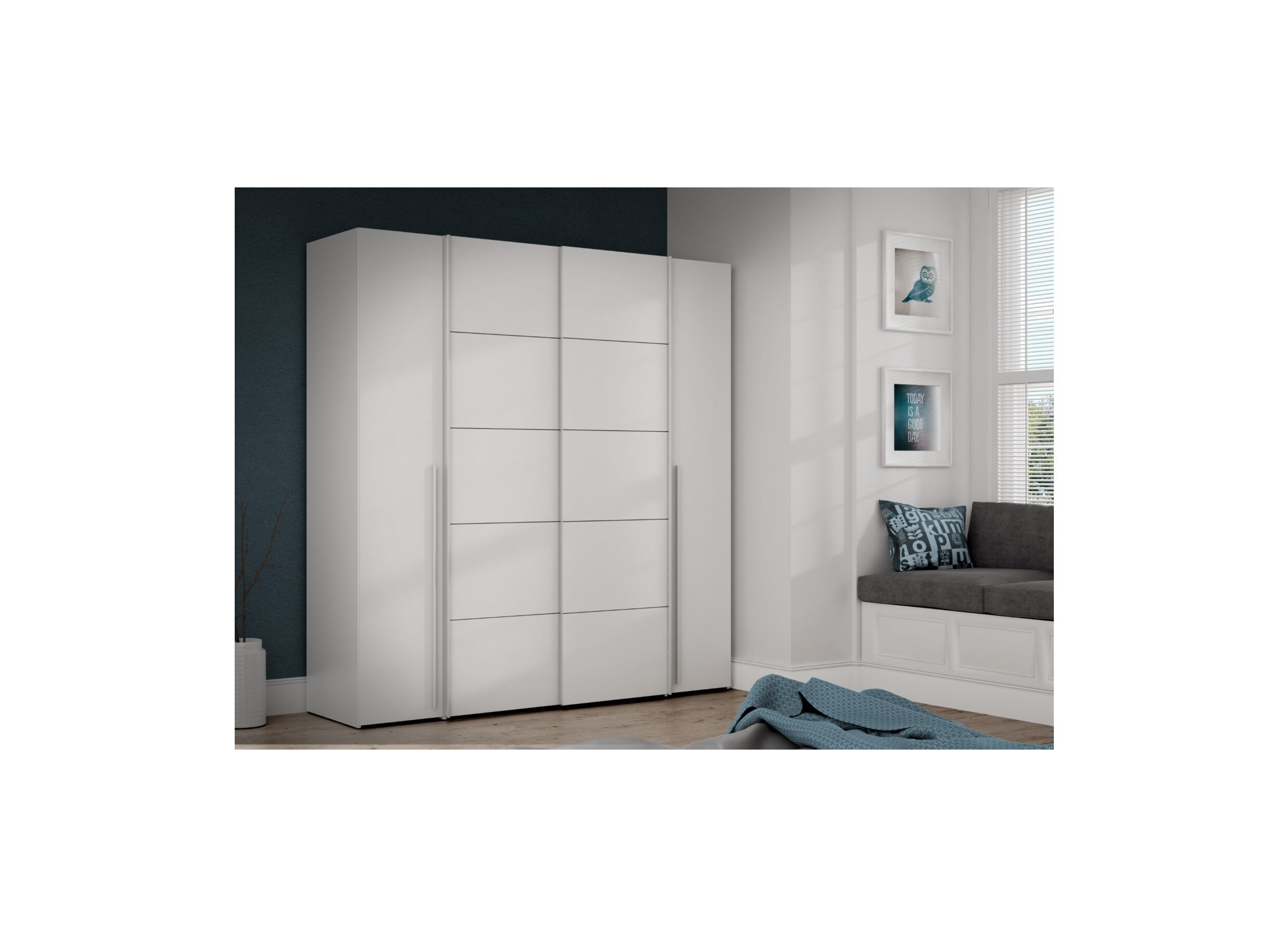 Garde-robe Narago 200cm - décor - blanc