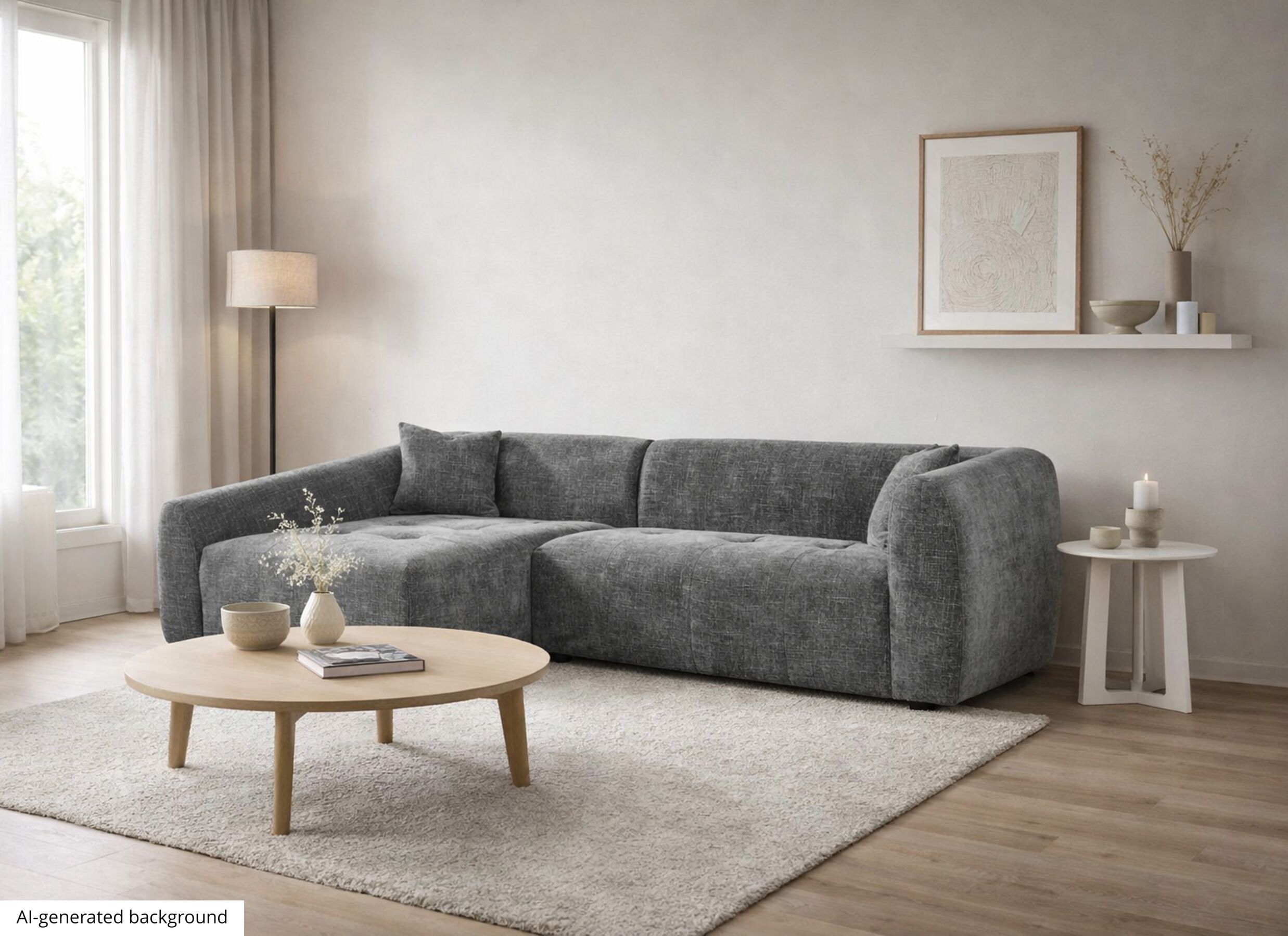 Sfeerfoto - Hoeksalon Maui 285x163cm - stof - grijs