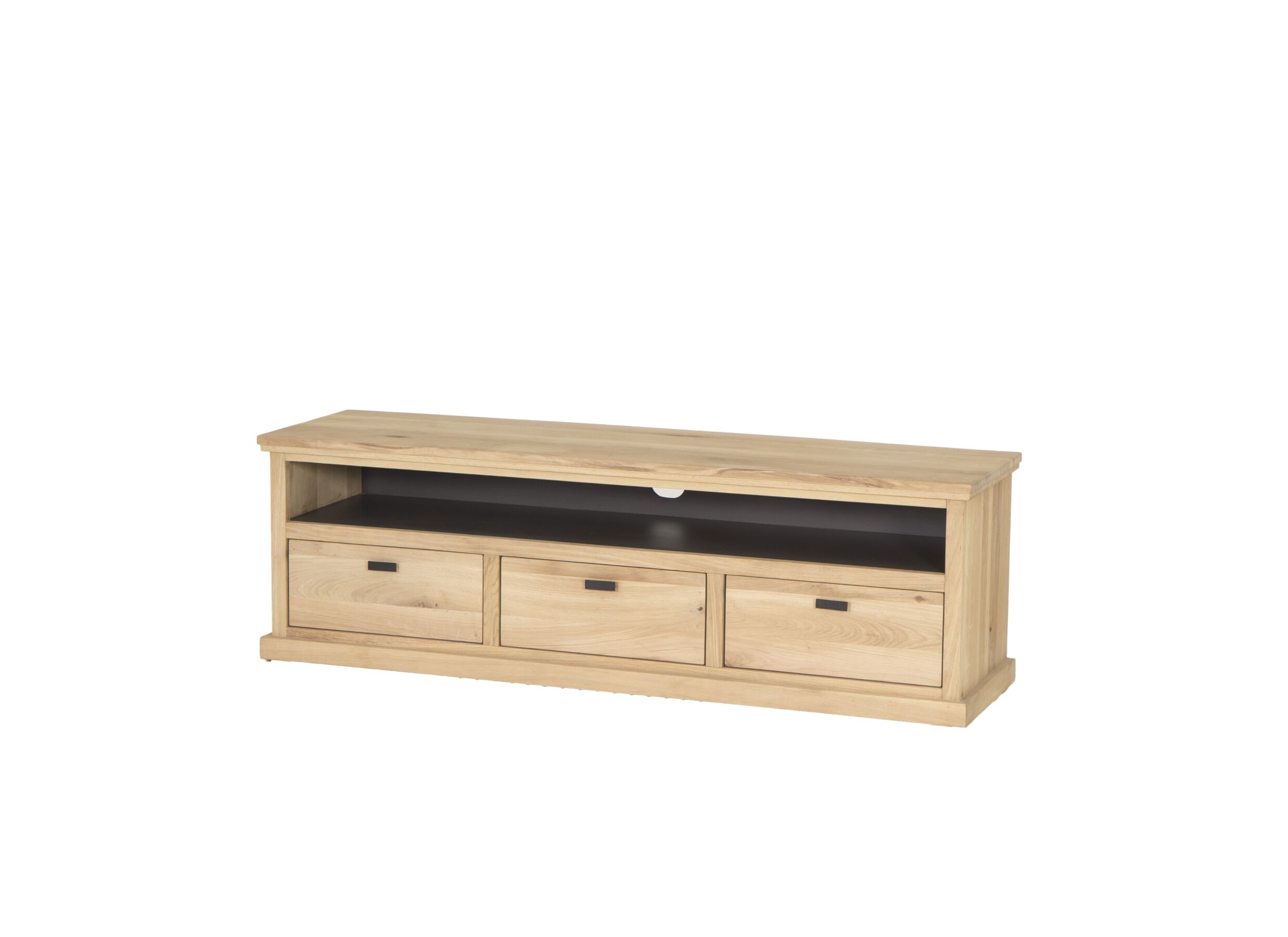 Meuble TV Grimaldi 160cm - chêne massif & décor - naturel