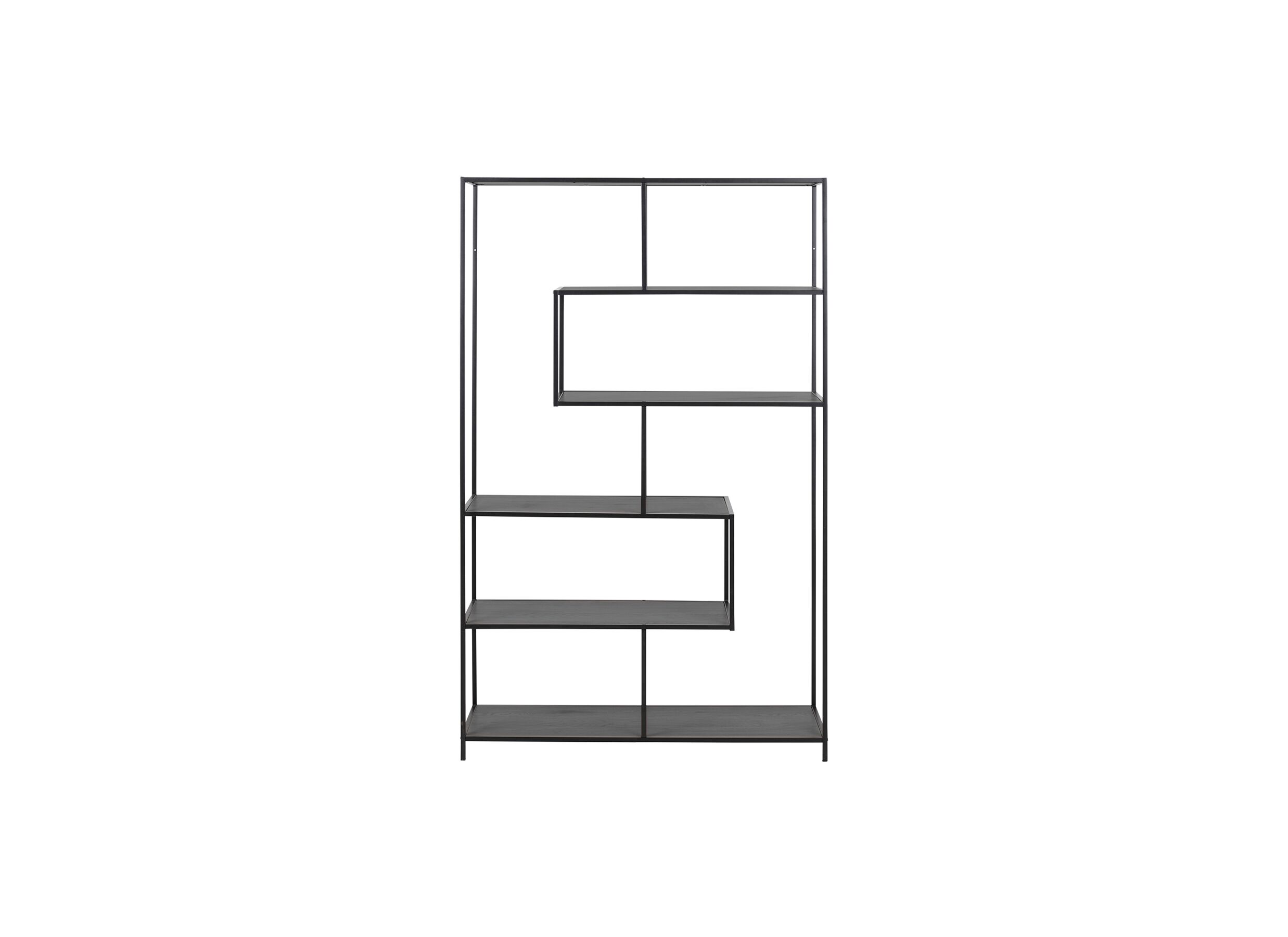 Boekenkast 114x35x185cm - metaal - zwart
