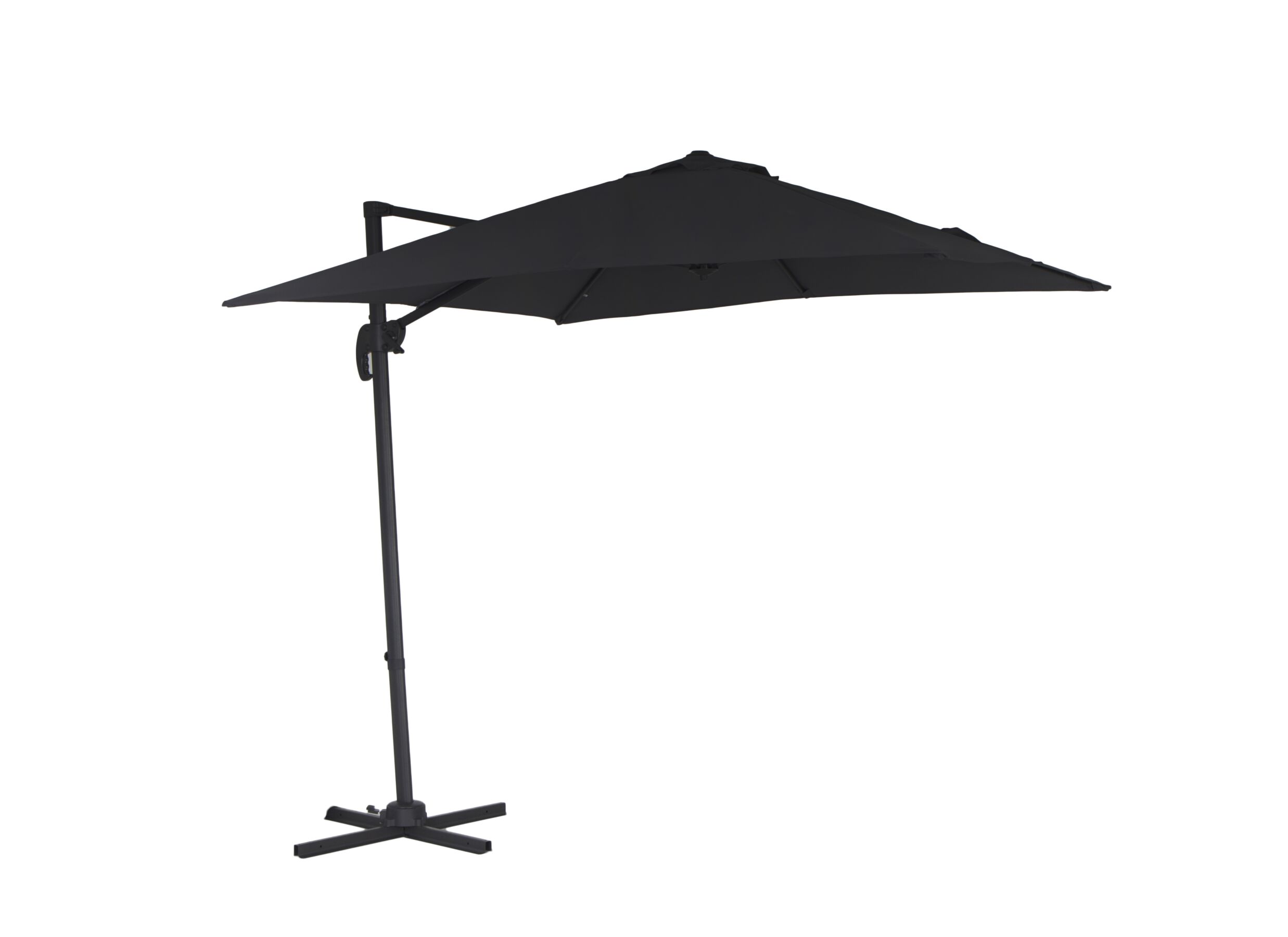 Zweefparasol Thalassa 250x250cm zwart met beschermhoes - Parasol déporté Thalassa 250x250cm noir avec couverture