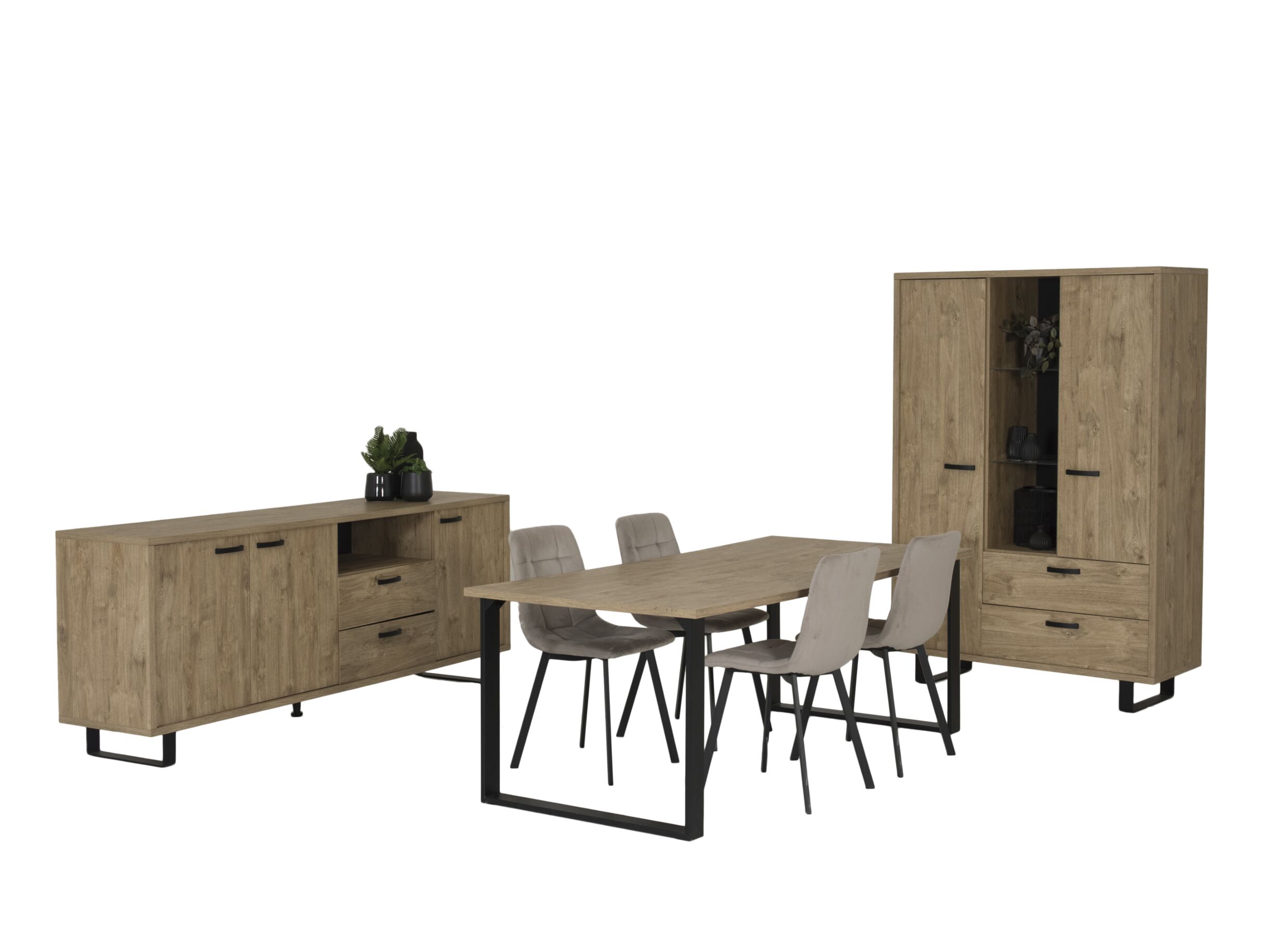 Photo ensemble - Table Como 1 200x95cm - melamine - golden oak