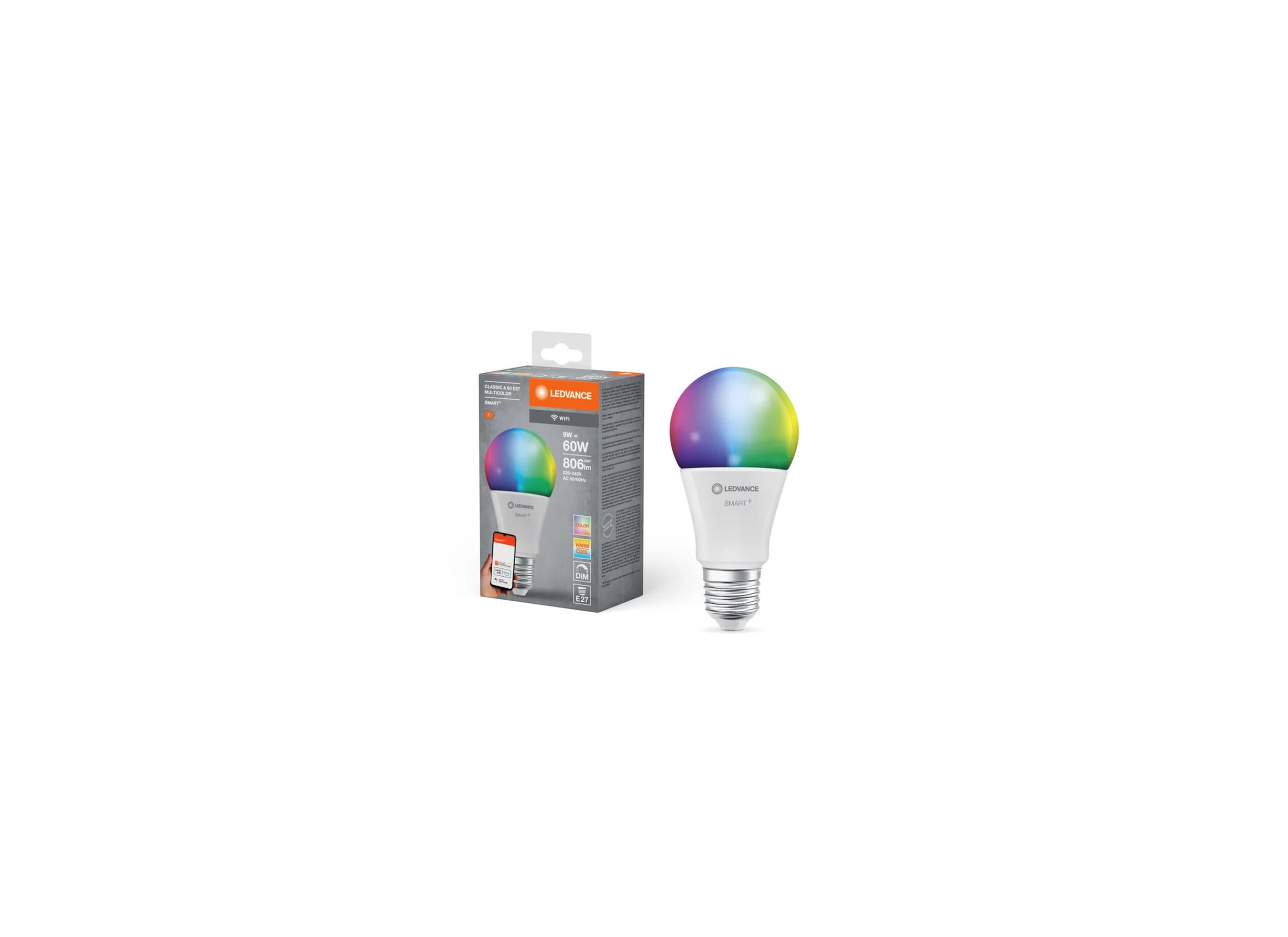 Overzichtsfoto - Ledlamp 9W E27 - smart/wifi dimbaar