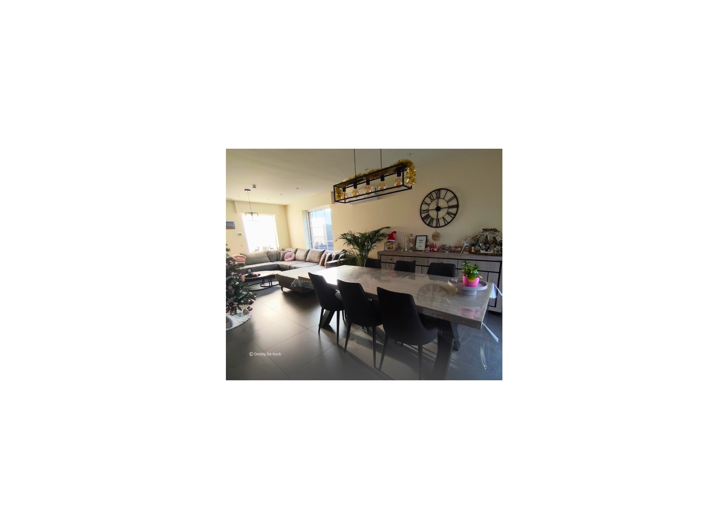 Sfeerfoto - Eetkamer Eureka met 4 stoelen Quartz - tafel 190x95cm - dressoir 225cm - vitrinekast 133cm