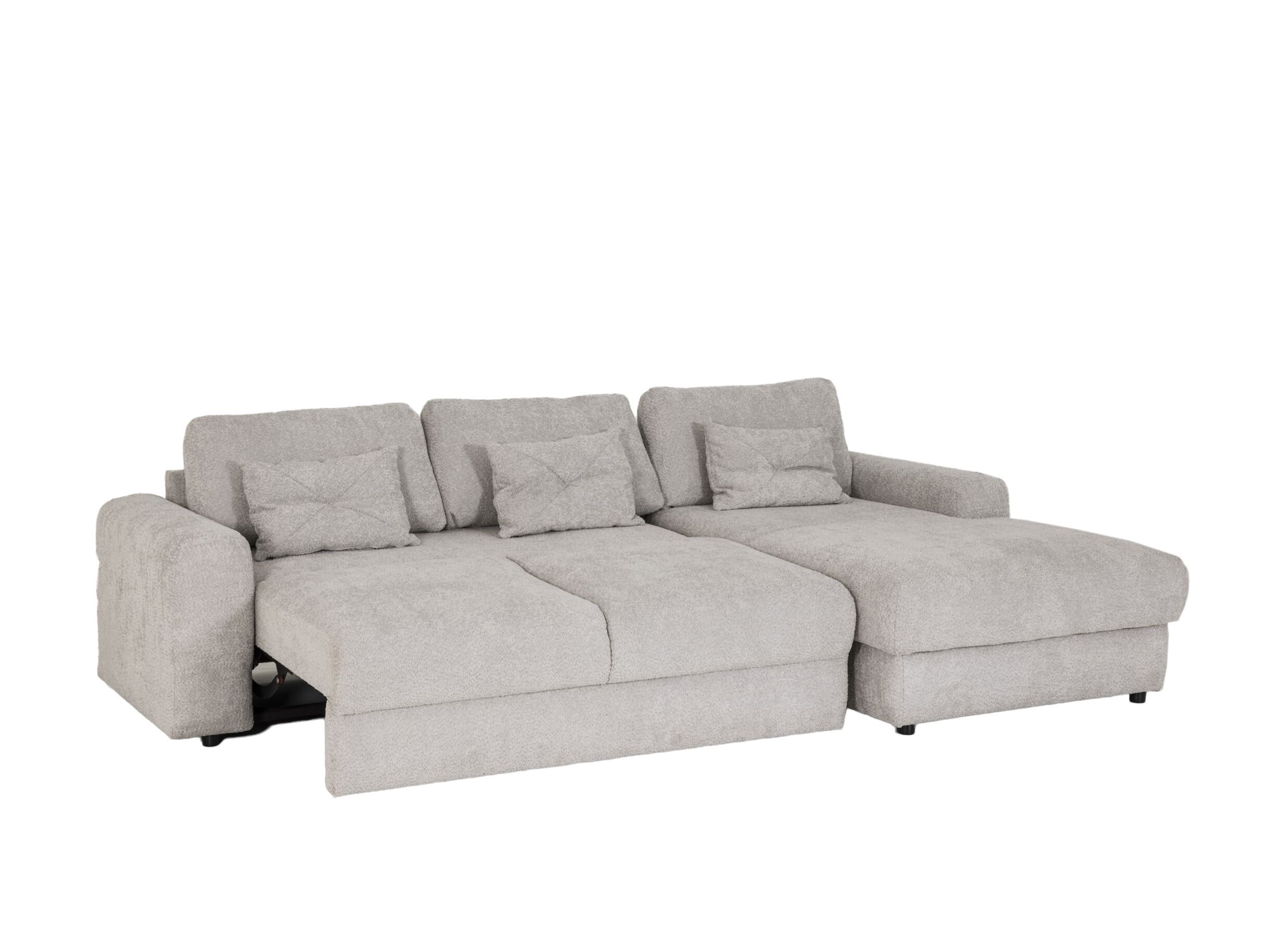 Aperçu - Canapé d'angle Siracusa 310x185cm - tissu - silver avec fonction lit et rangement