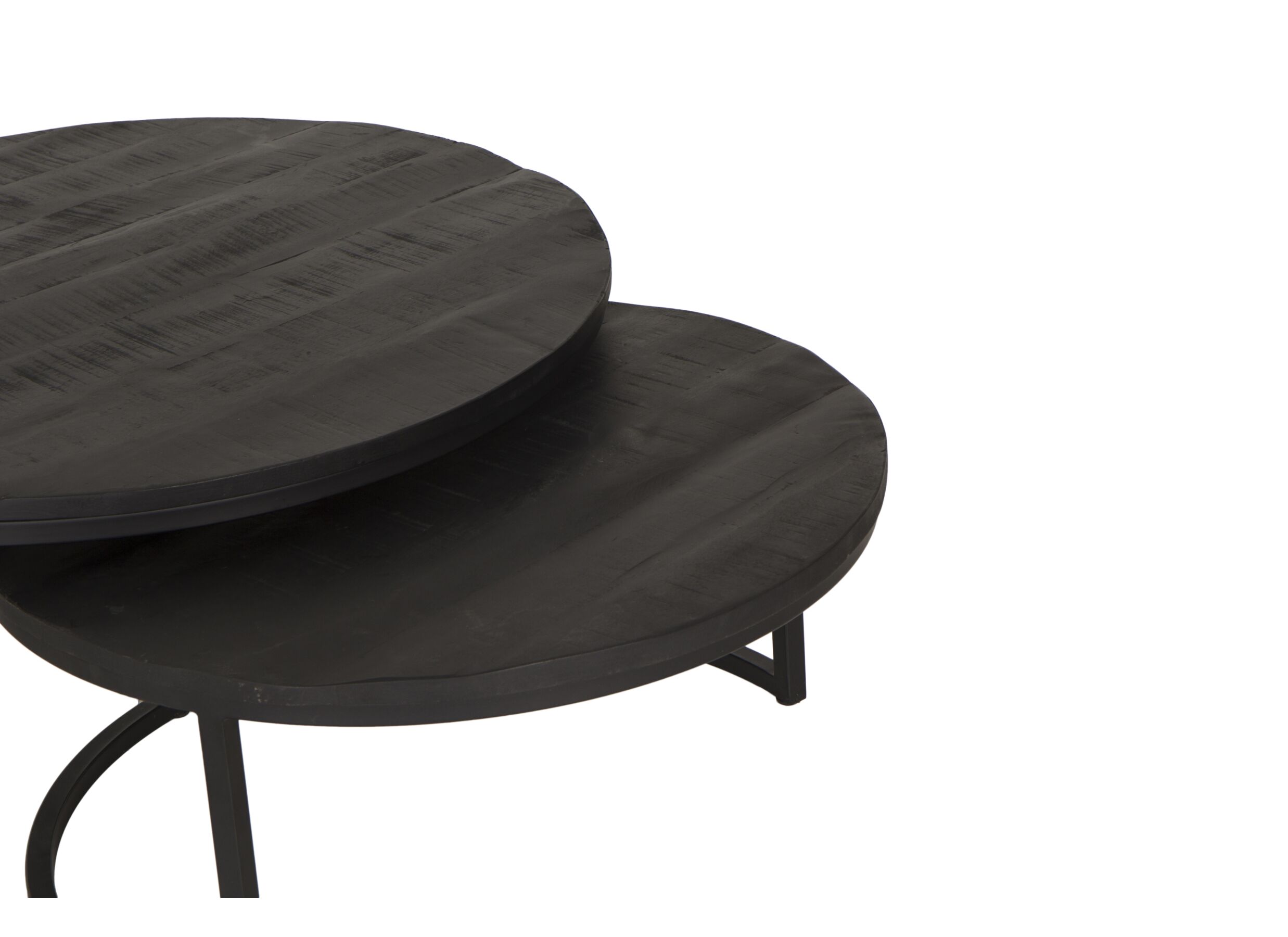 Table basse Raider bois massif ronde lot de 2