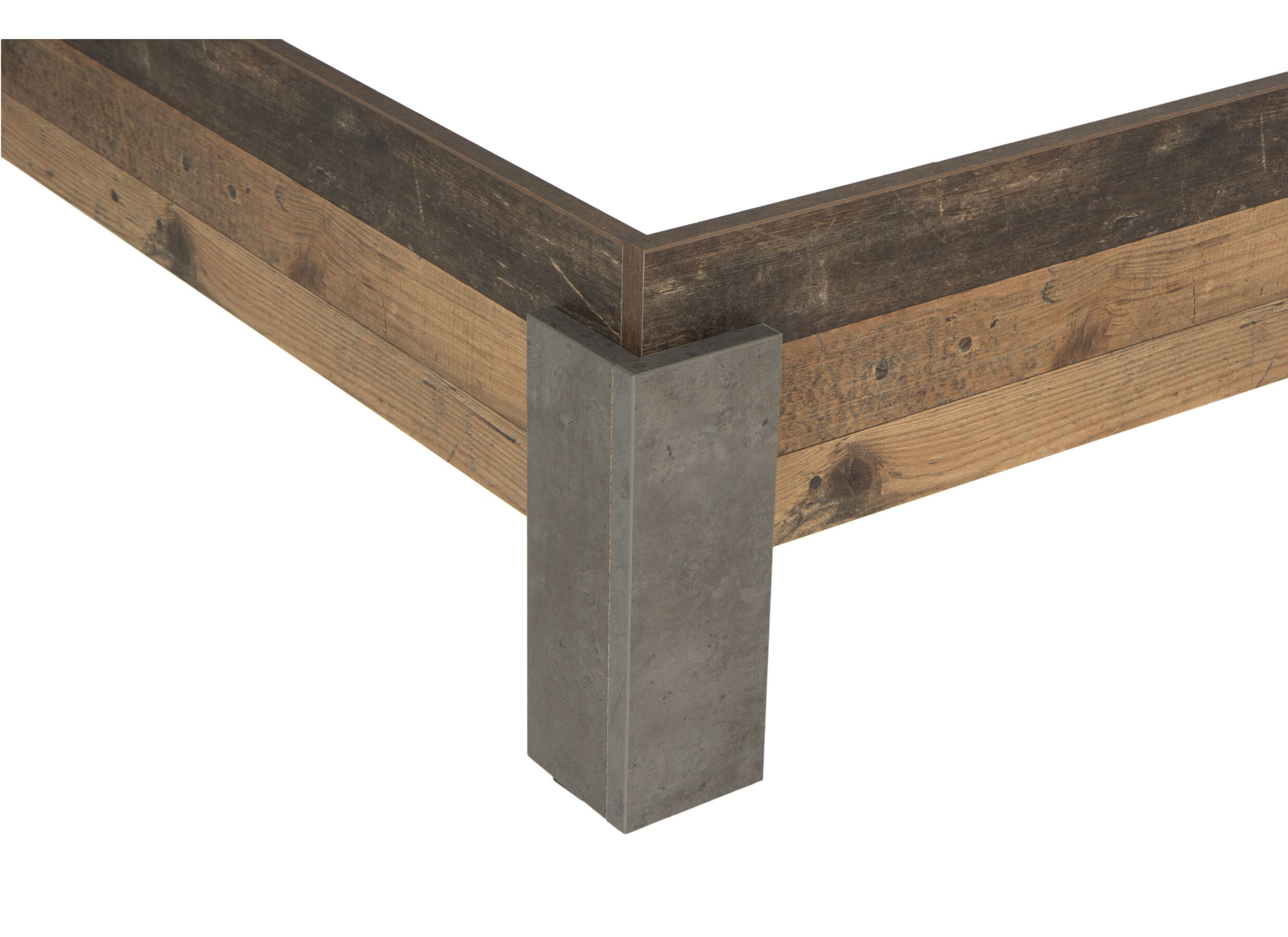 Bed Attaylar 180x200cm - meubelplaat - oldwood vintage/donkergrijs