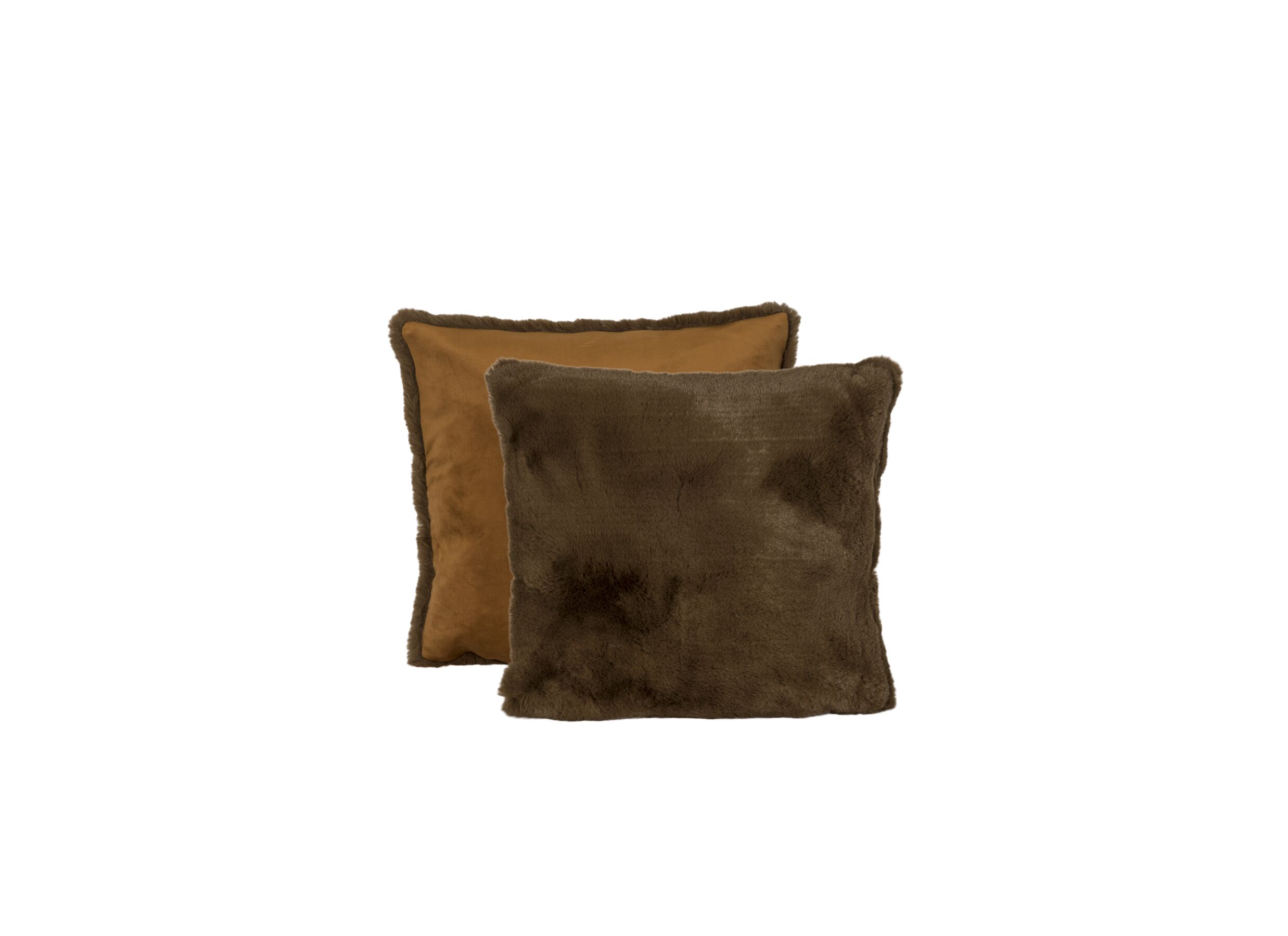 Aperçu - Coussin Duffie 45x45cm - imitation fourrure de lapin - brun