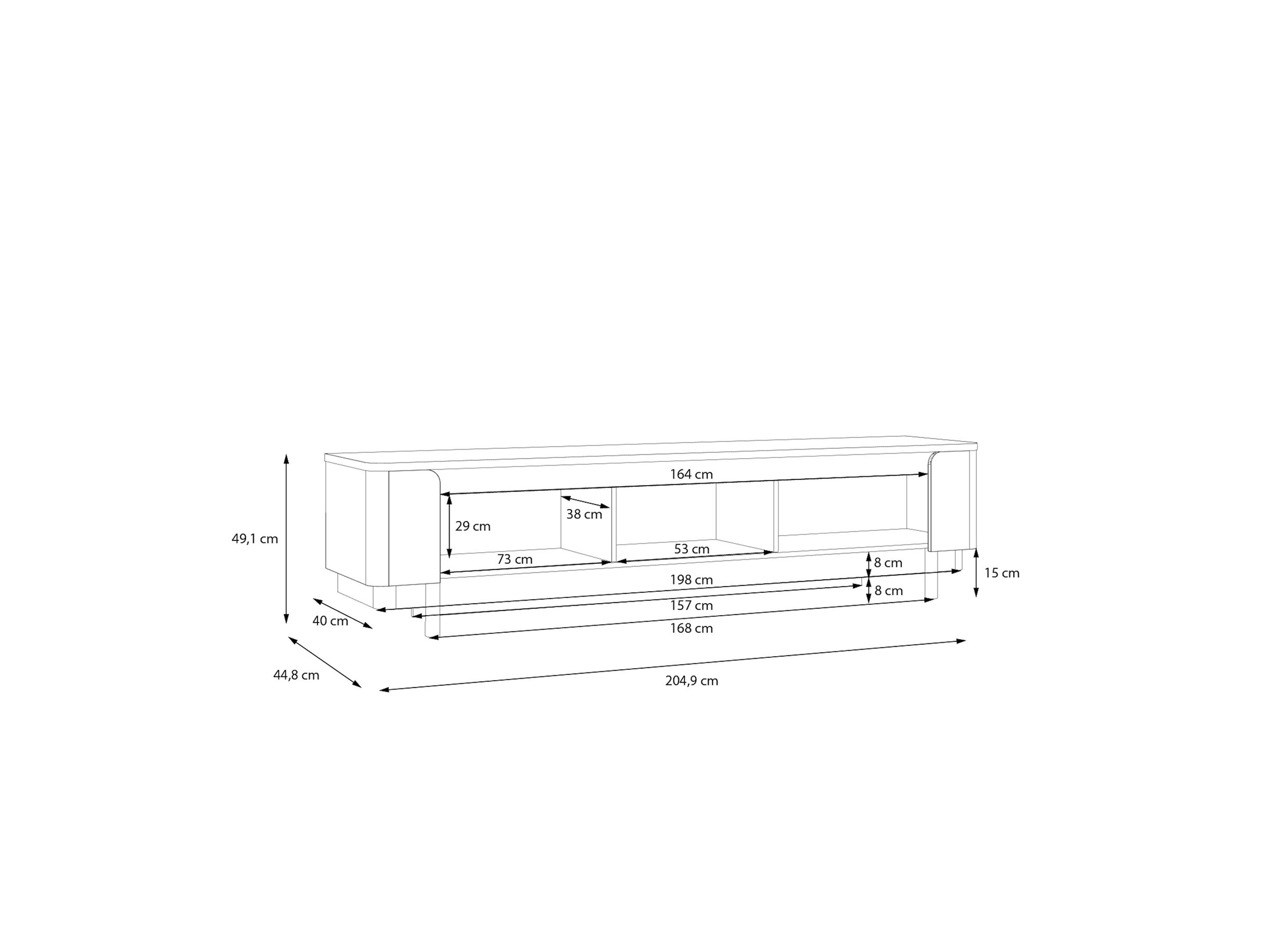 Tv-meubel Vodol 205cm - meubelplaat - zand/zwart