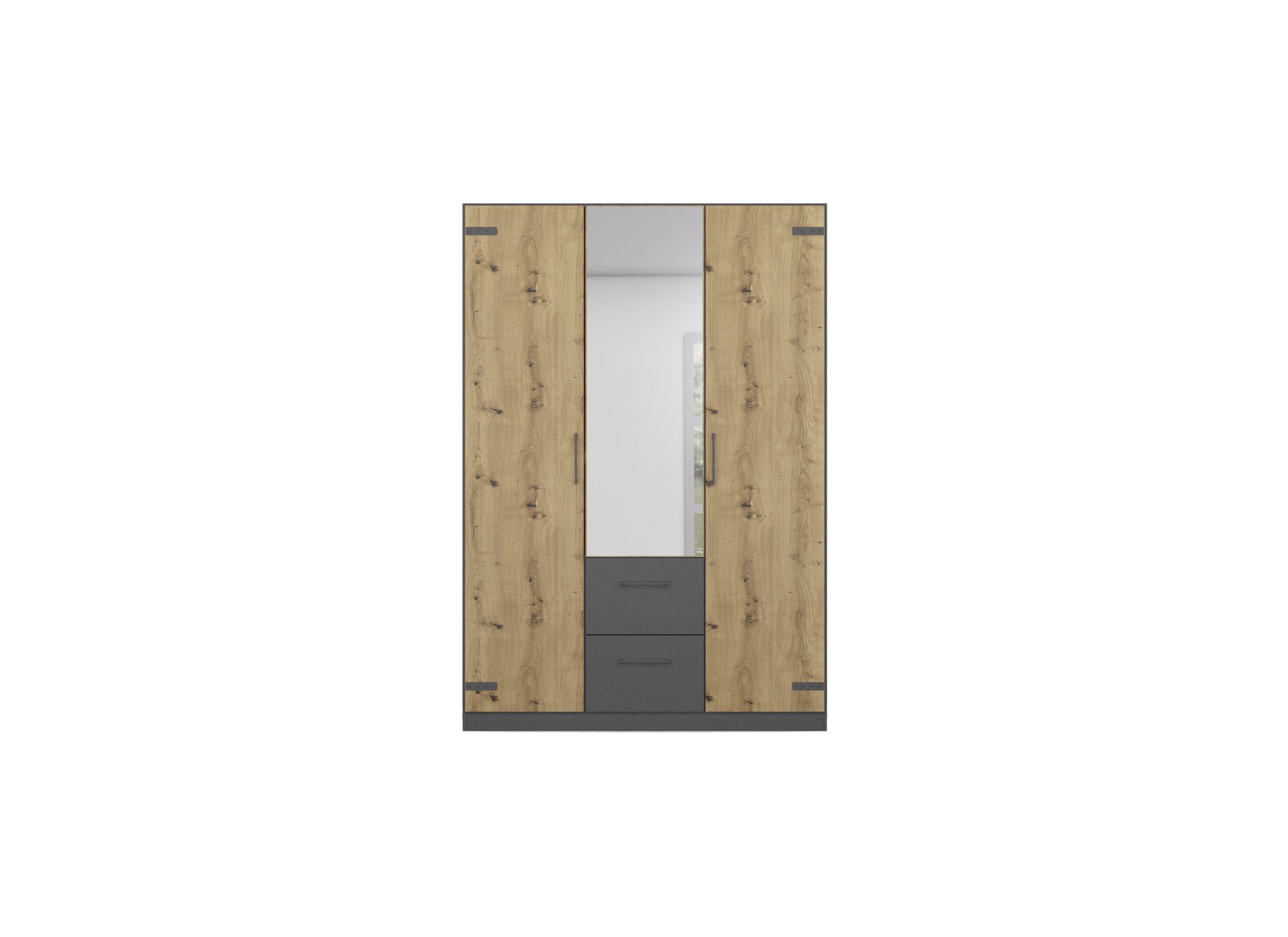 Garde-robe Butte 136cm - décor - chêne artisanal/gris