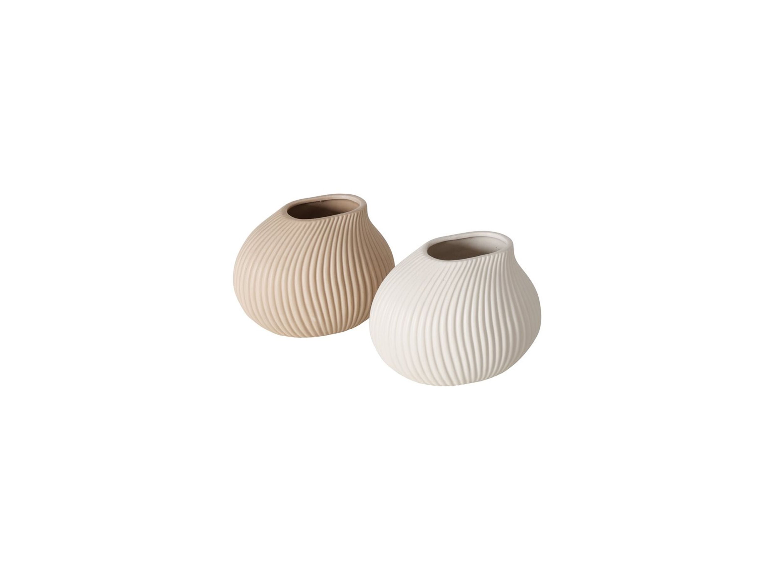 Vaas Porty H13cm - keramiek - beige/wit