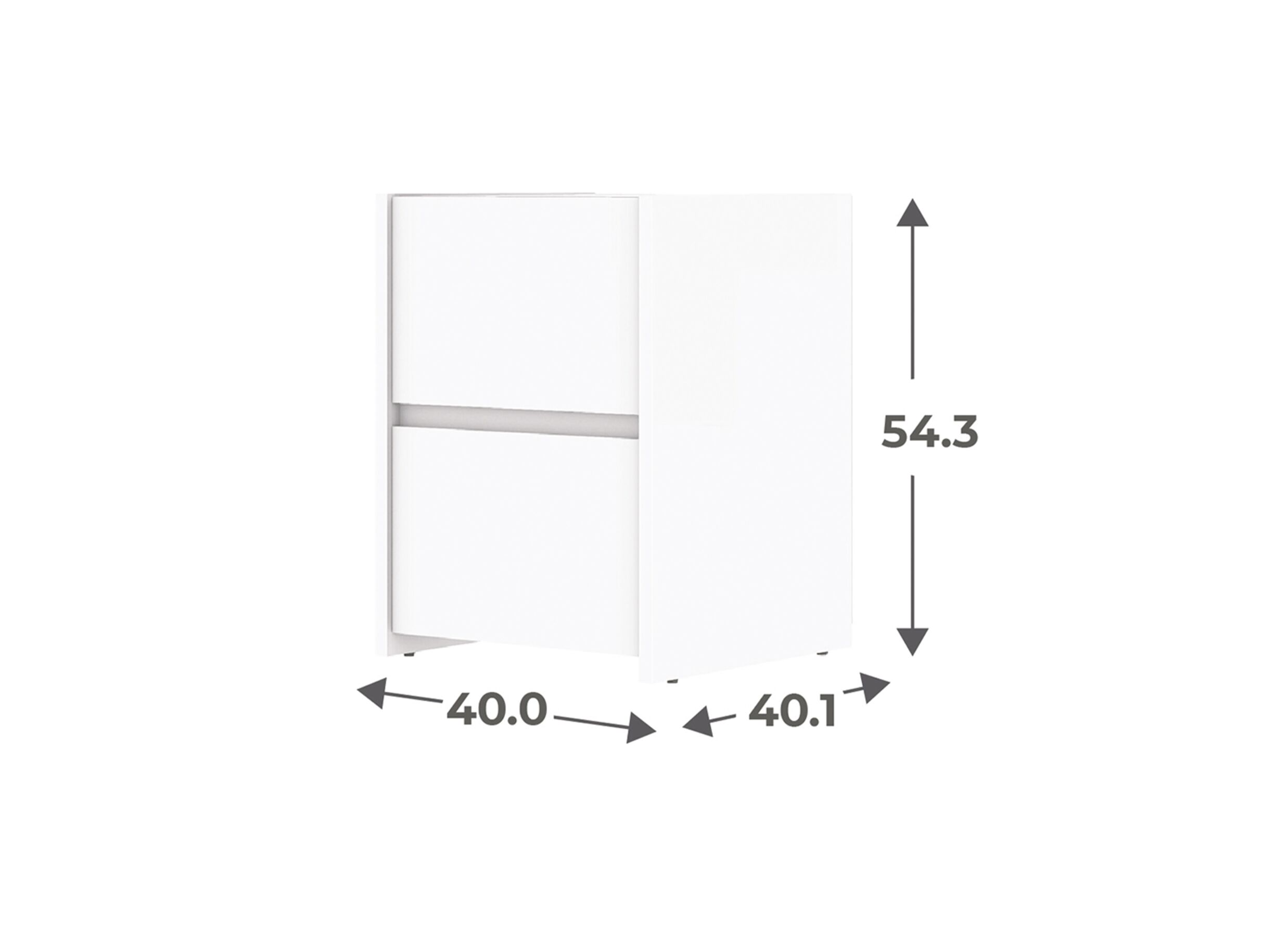 Dimensions - Table de chevet Mosaik 40x40x54cm - décor - blanc