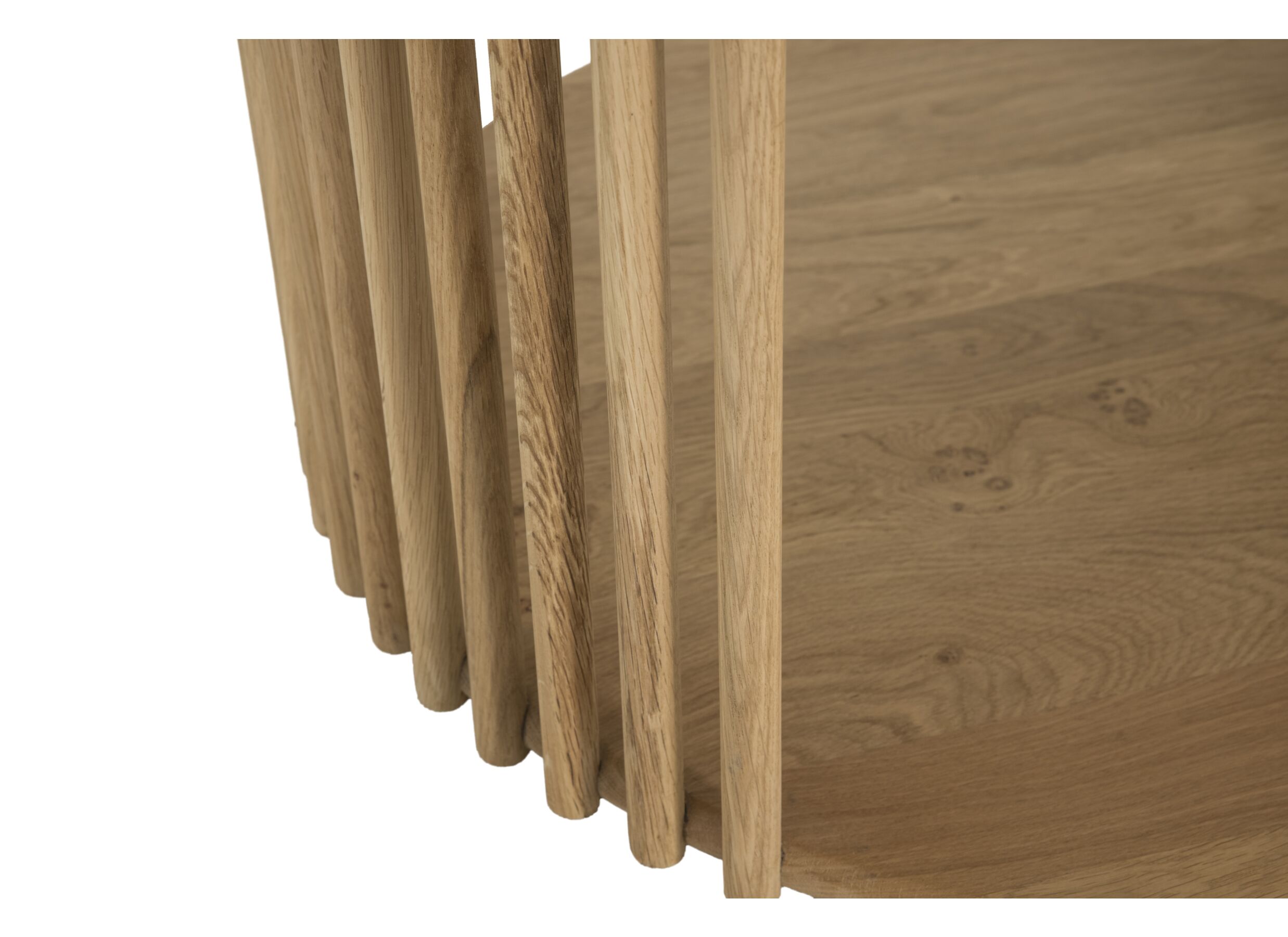 Detail - Table basse Bulli 78x76x46cm - bois massif et placage - naturel
