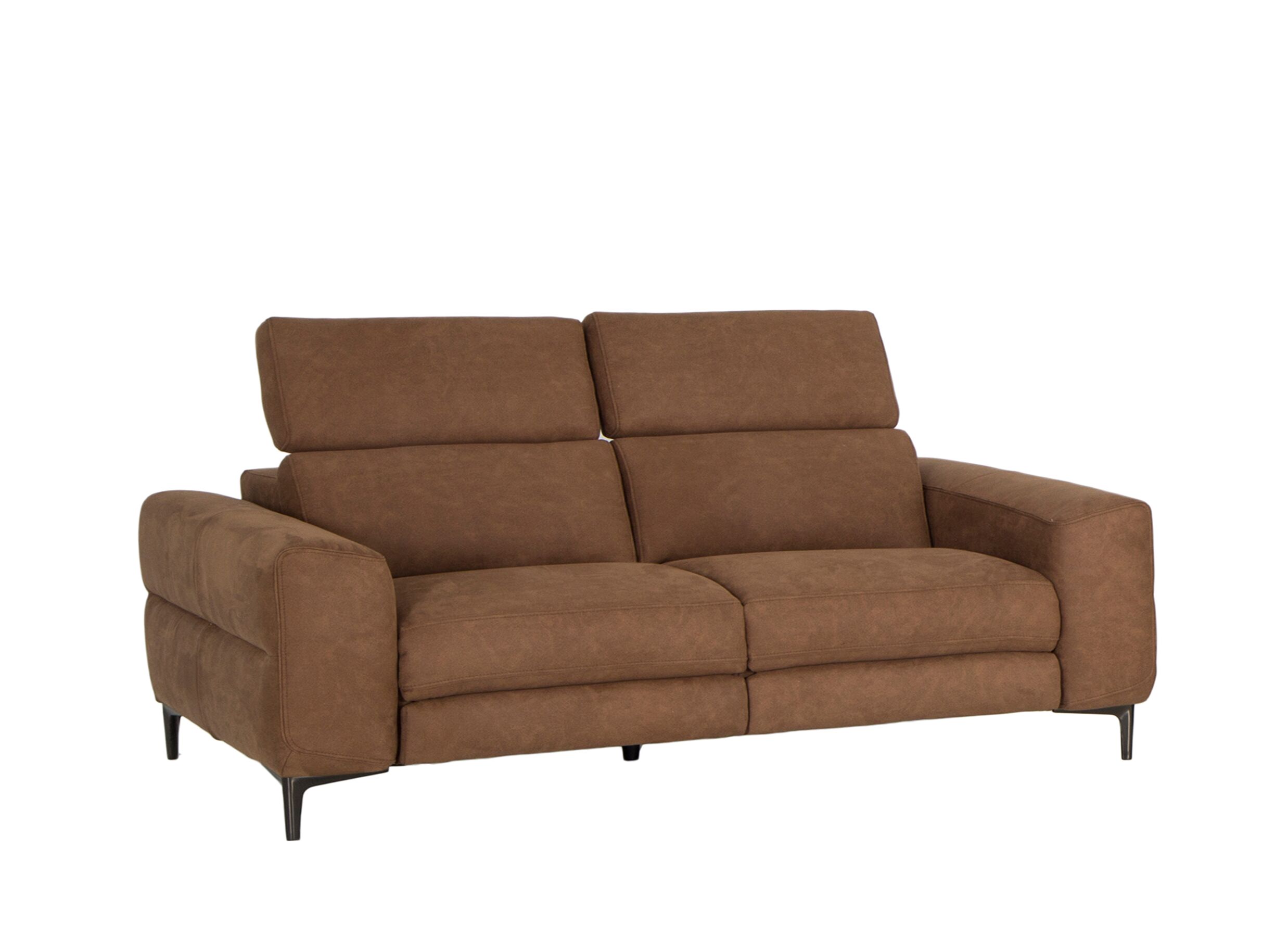 Overzichtsfoto - Zetel Blake 3-zit - stof - cognac met manueel verstelbare hoofdsteunen