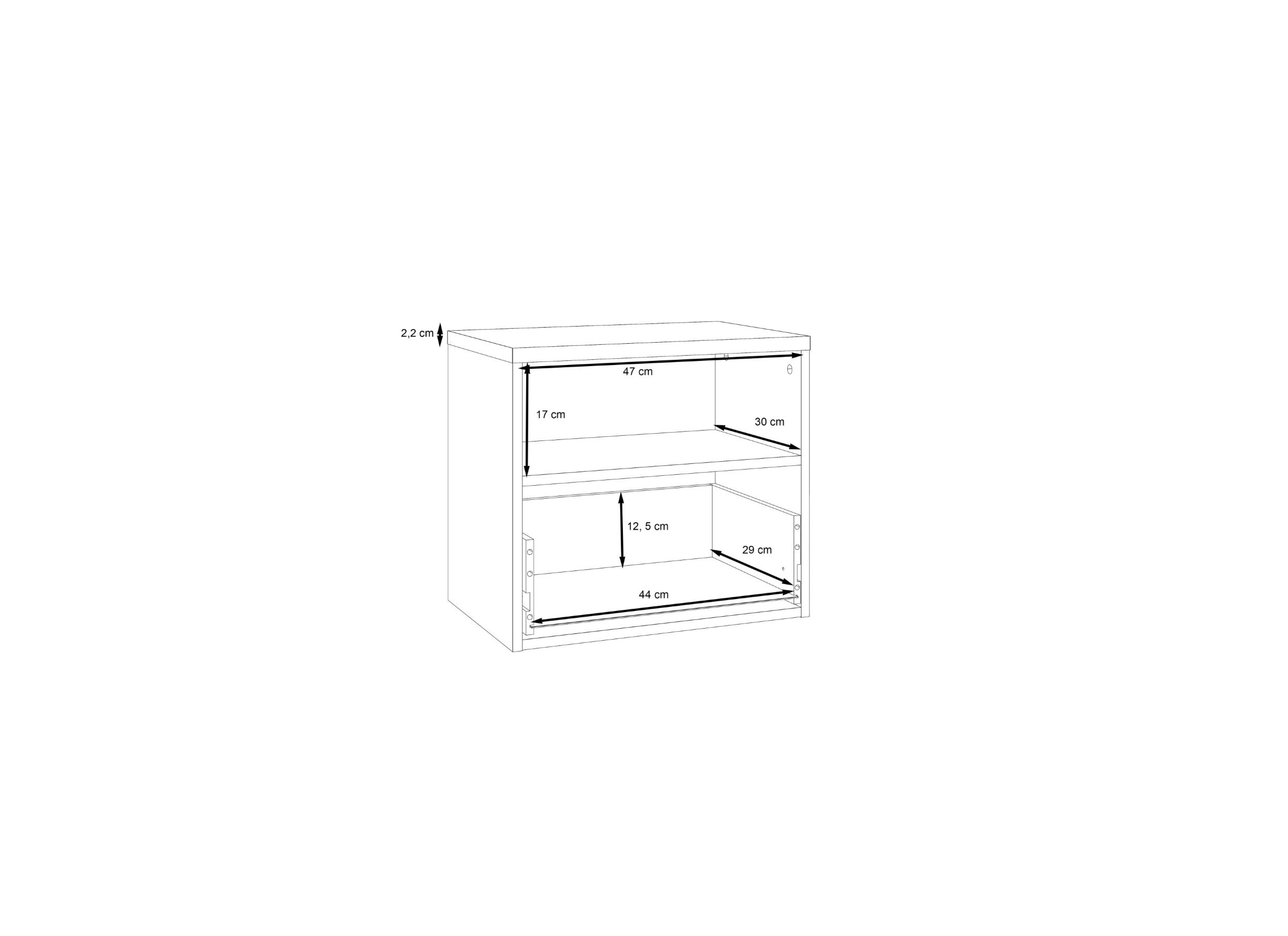 Dimensions - Table de chevet Dalate 50,2x33,8x45,2cm - panneau décor - chêne châtaignier/noir mat