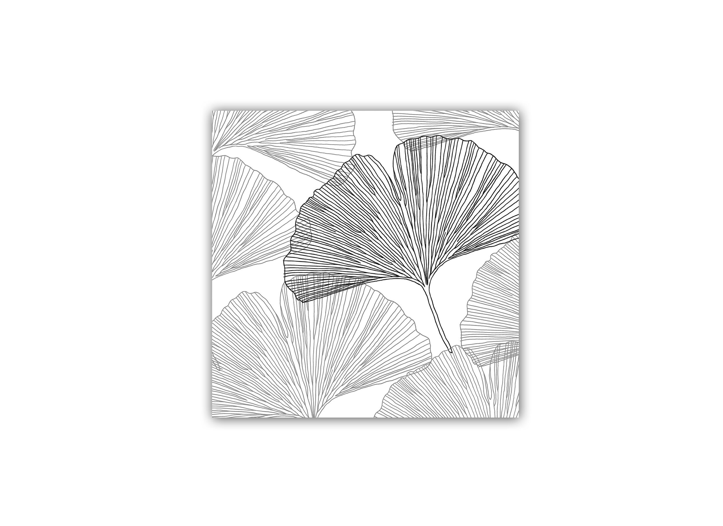 Serviette Gingko Leaves 33x33cm grijs 20 stuks