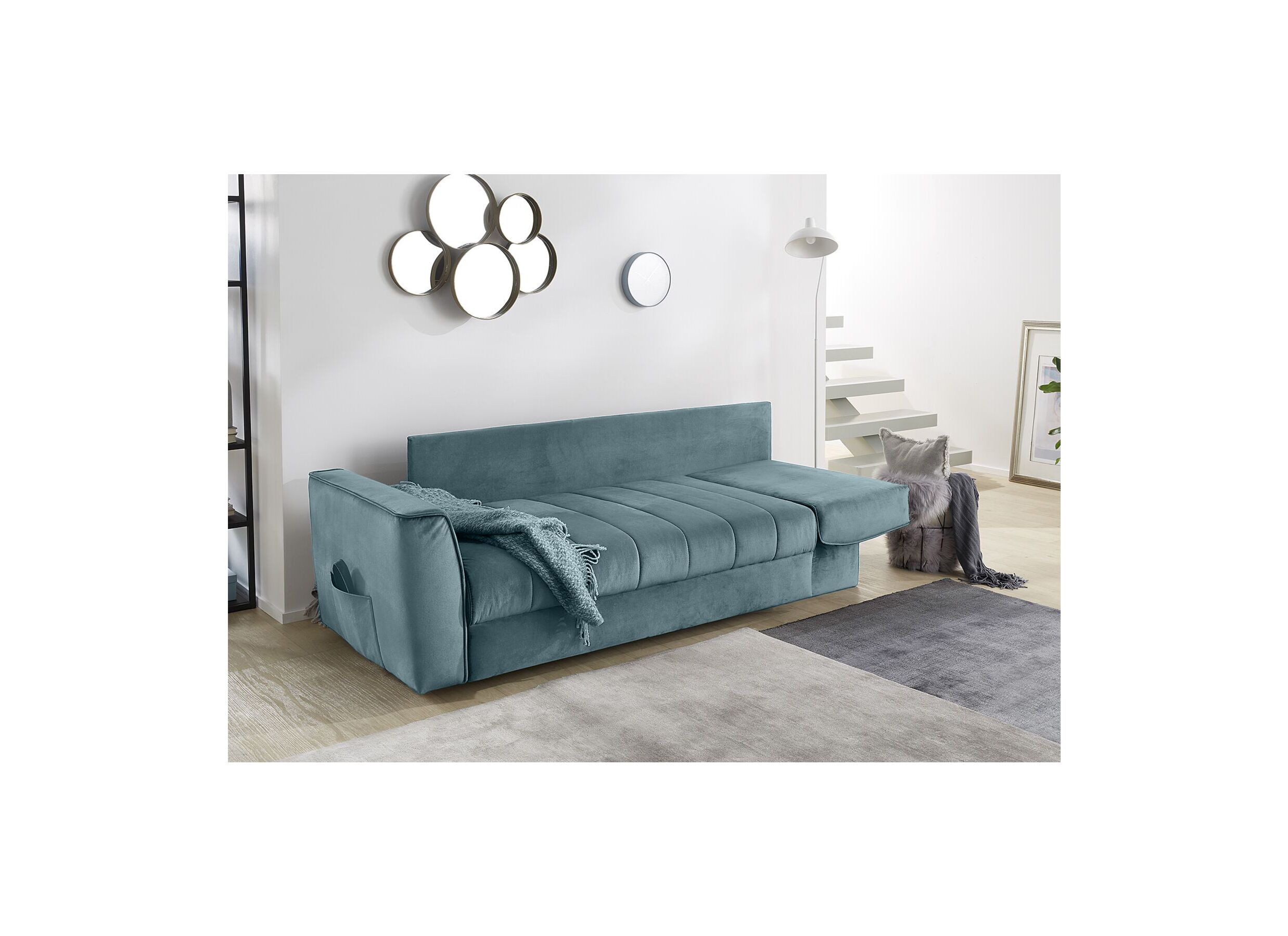 Canapé-lit Rick 2 places - 191x92cm - tissu - turquoise