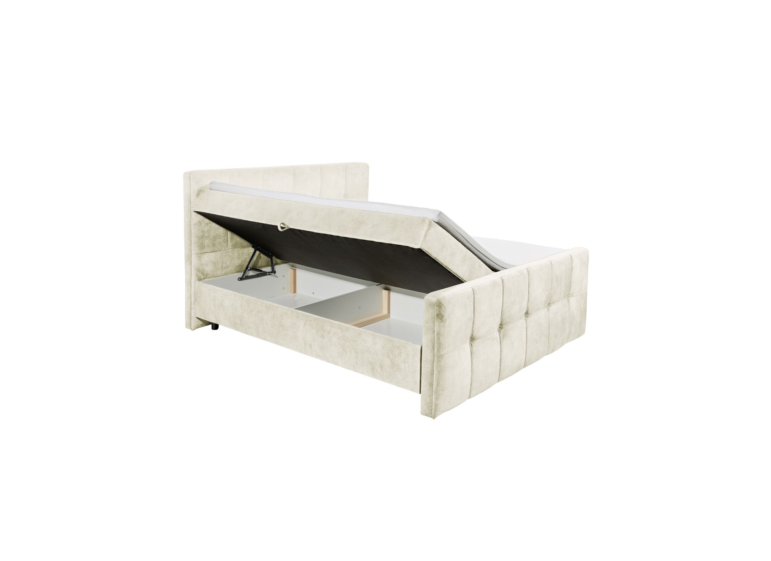 Indeling - Bedbox Valetta 180x200cm met opbergruimte stof crème