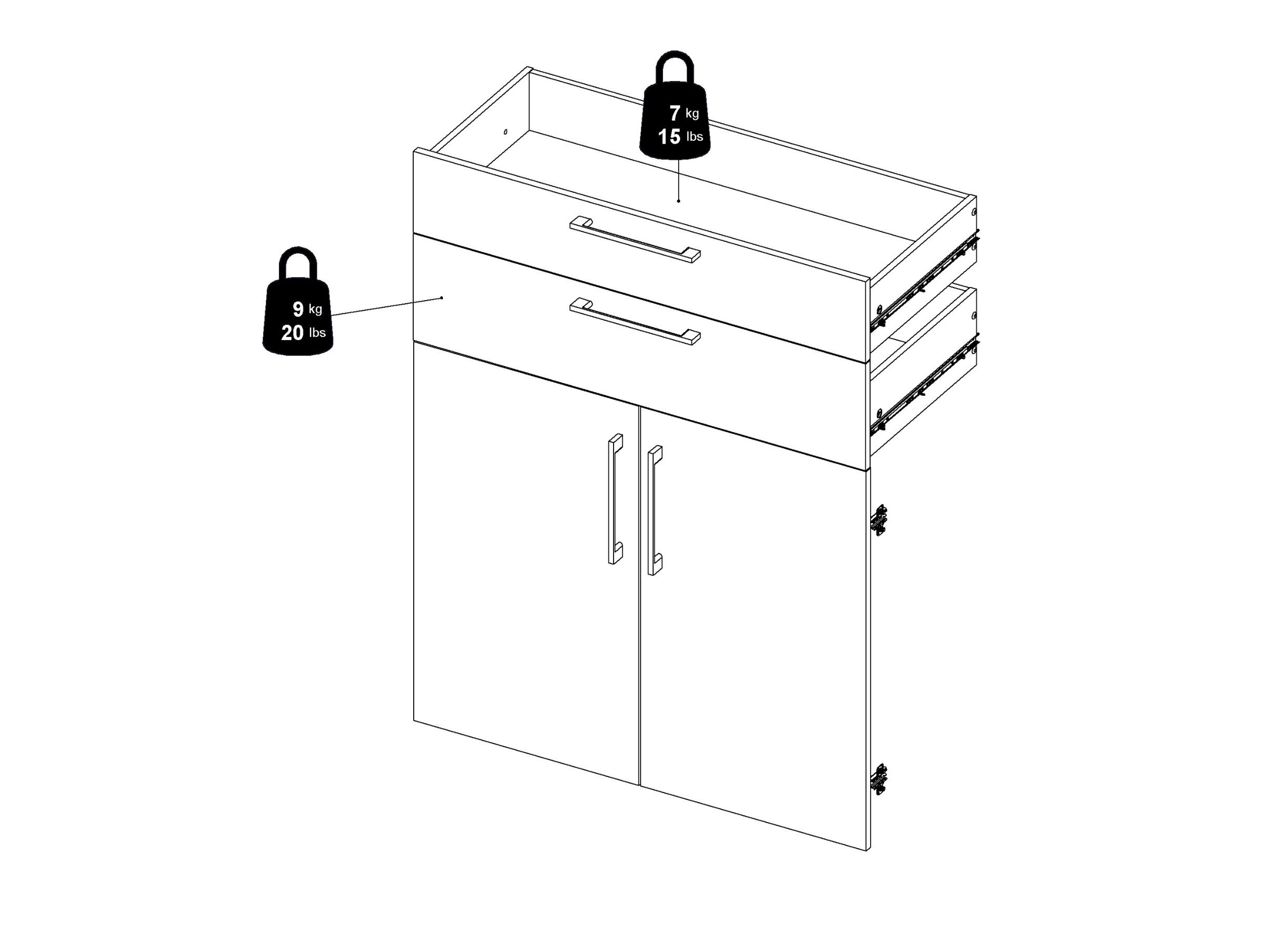 Afmetingen - Inbouwset Prima 83x36x105cm - decor - eik