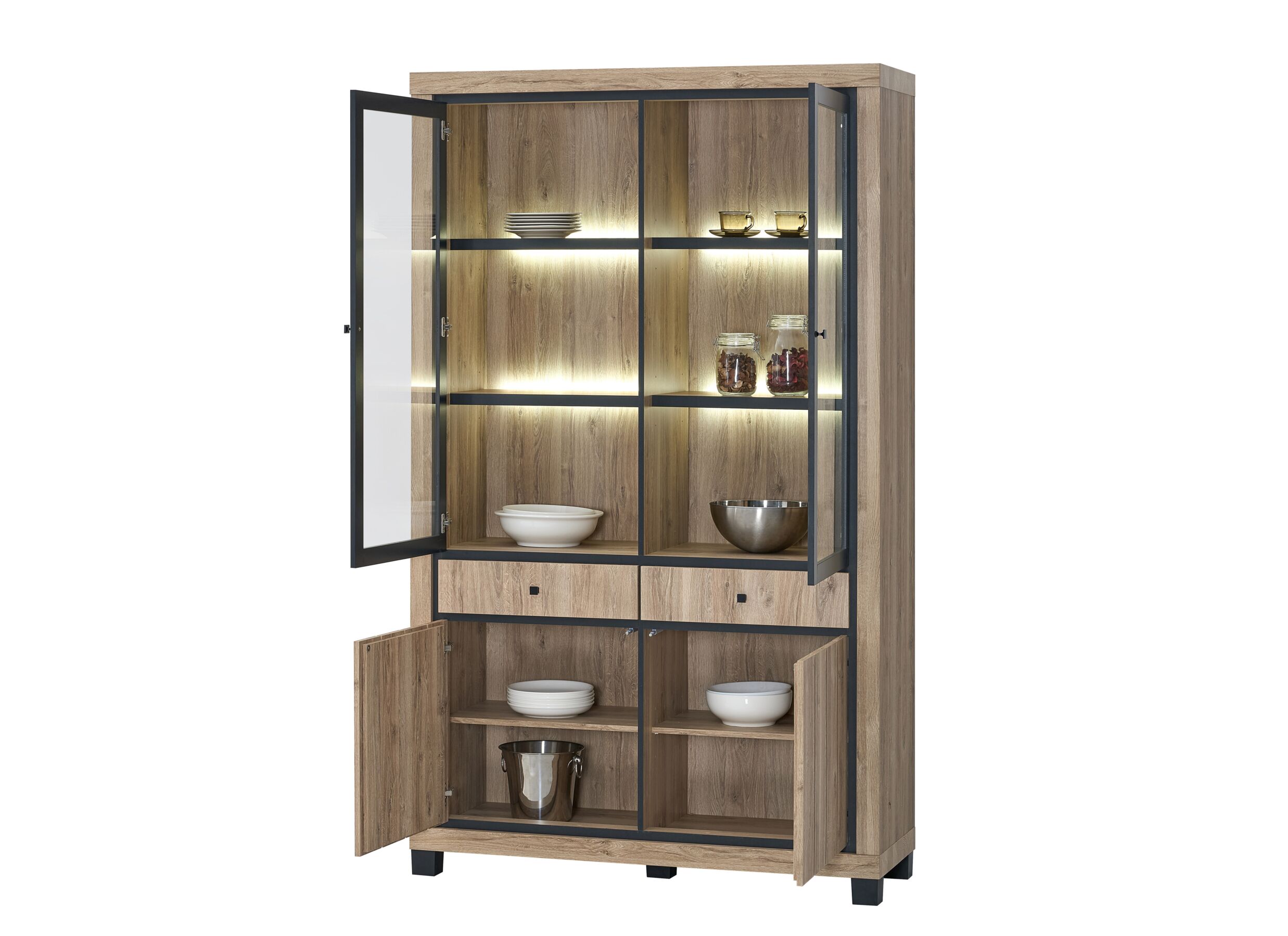 Indeling - Vitrinekast Eduard 128cm - decor - summer oak