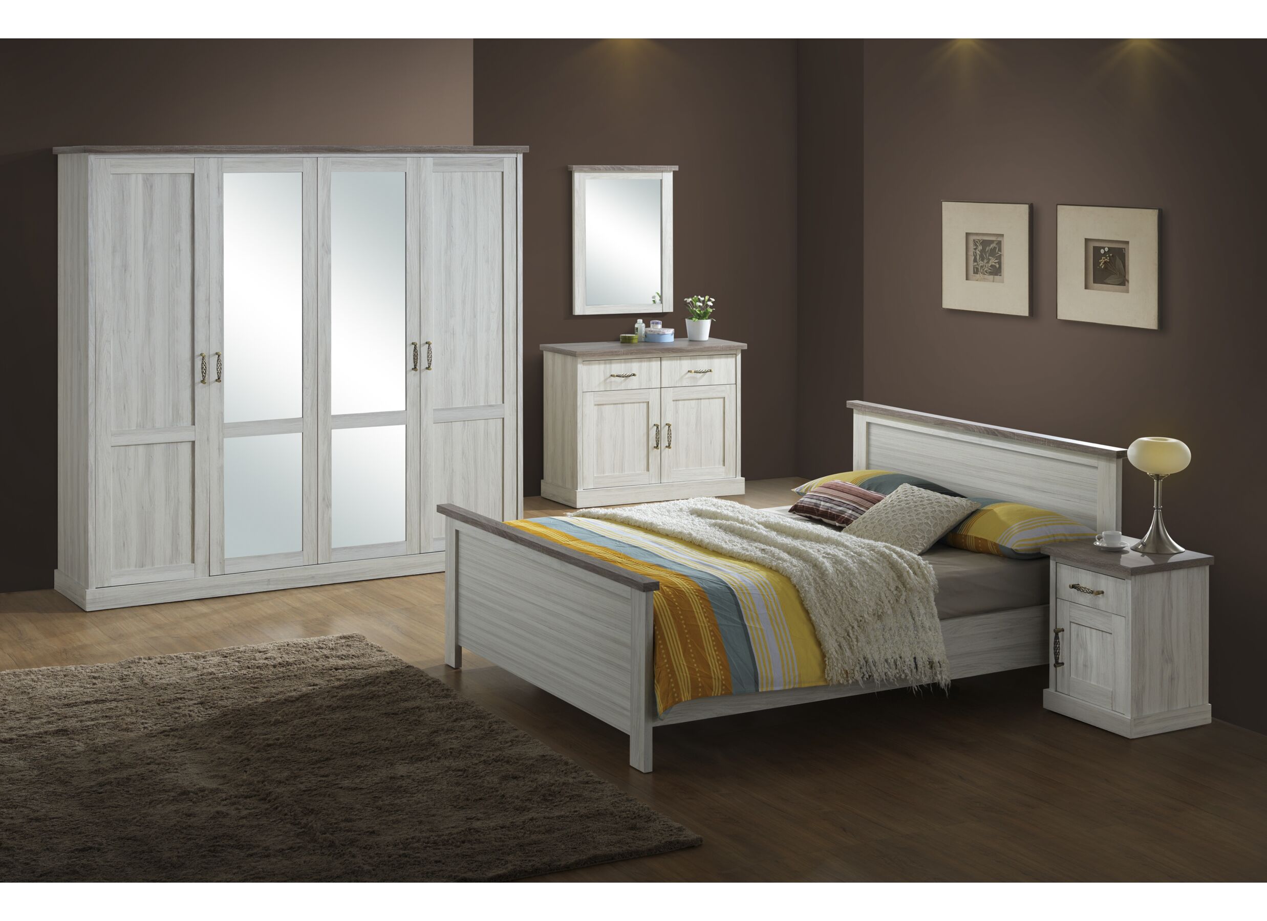 Commode Ella 110x45x88cm - décor - light oak/brun