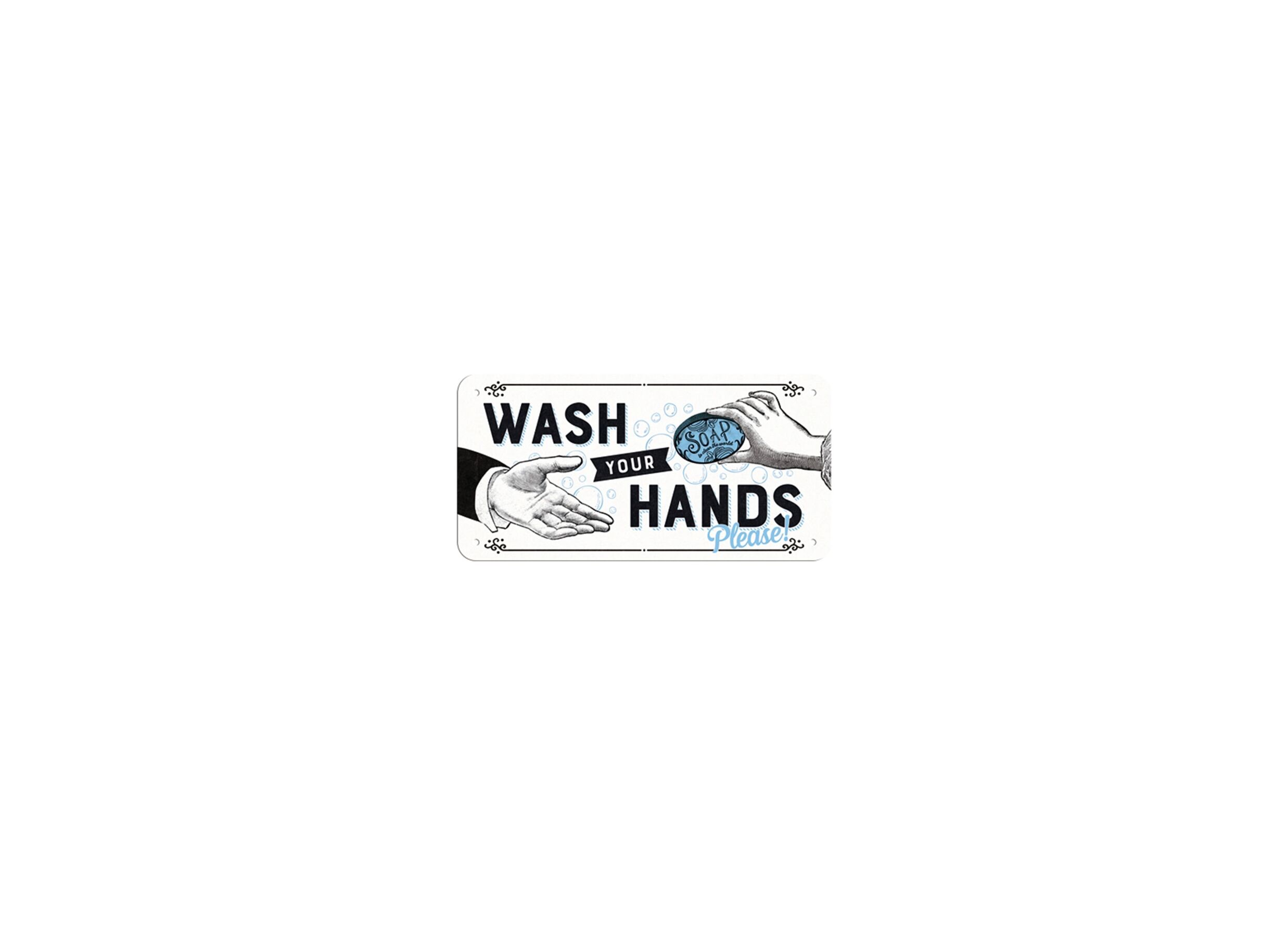 Overzichtsfoto - Plakkaat 10x20cm Wash Your Hands Please