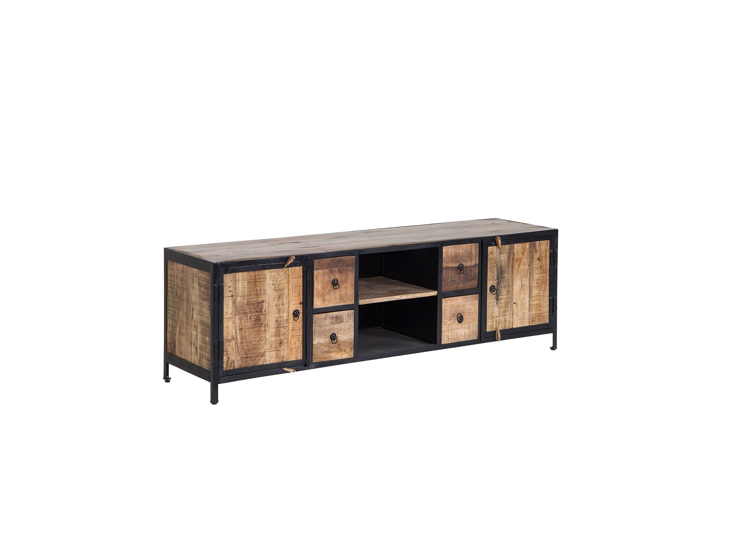 Meuble TV industriel Cameleon manguier 200cm - Meuble TV Cameleon 200x45cm - manguier massif & métal - naturel/noir