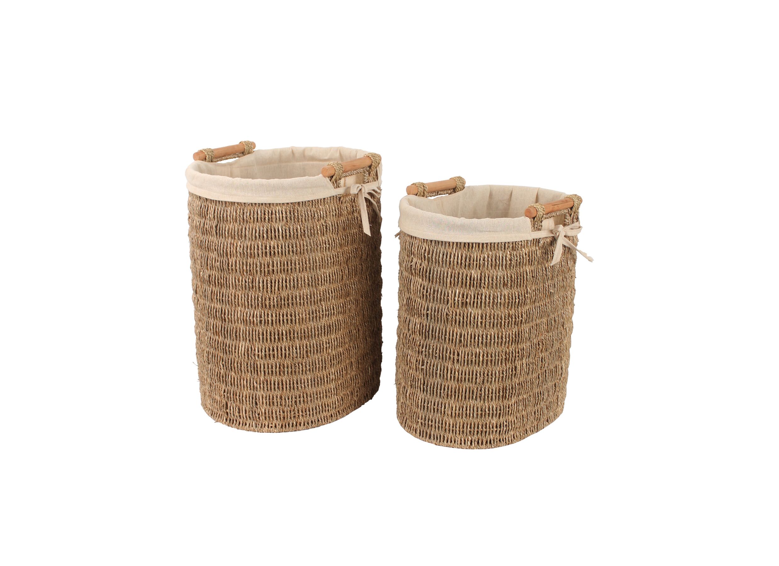 Linnenmand Zea set van 2 - zeegras - beige - Linnenmand Zea set van 2 - zeegras - beige