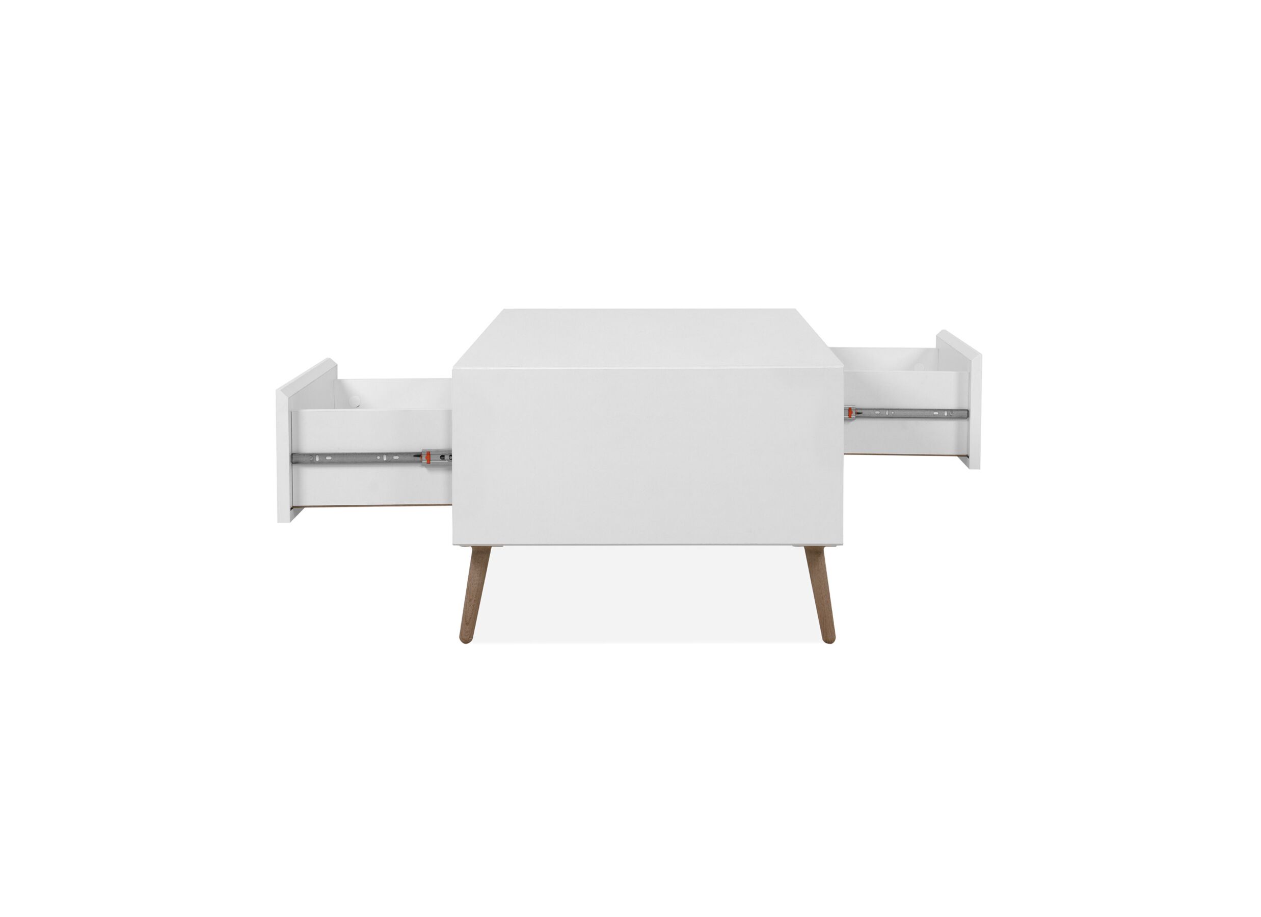 Disposition - Table basse Arona 94x55cm avec rangement - mélamine - blanc