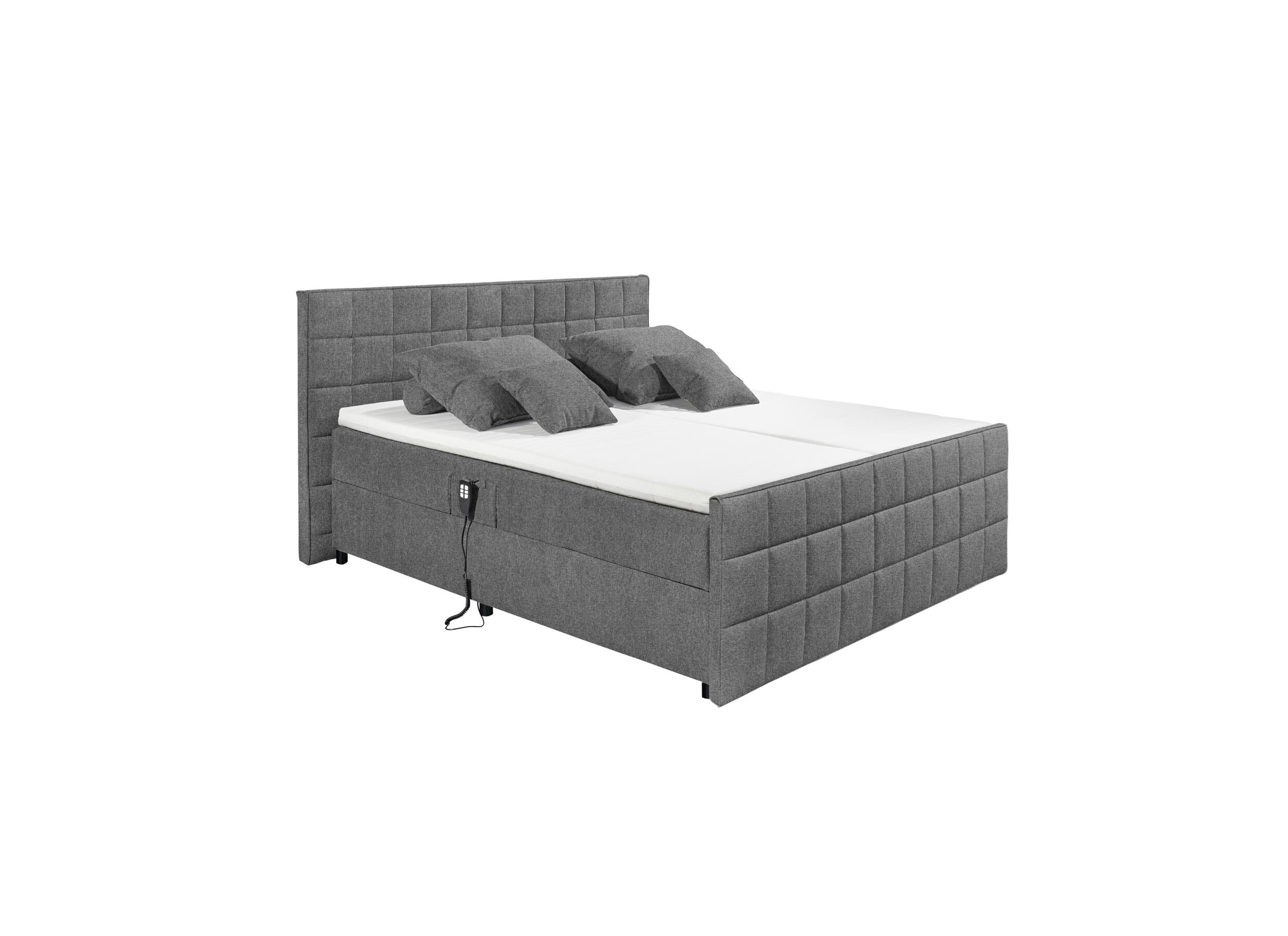 Lit box Gabun 180x200cm électrique tissu anthracite - Lit box Gabun 180x200cm électrique tissu anthracite