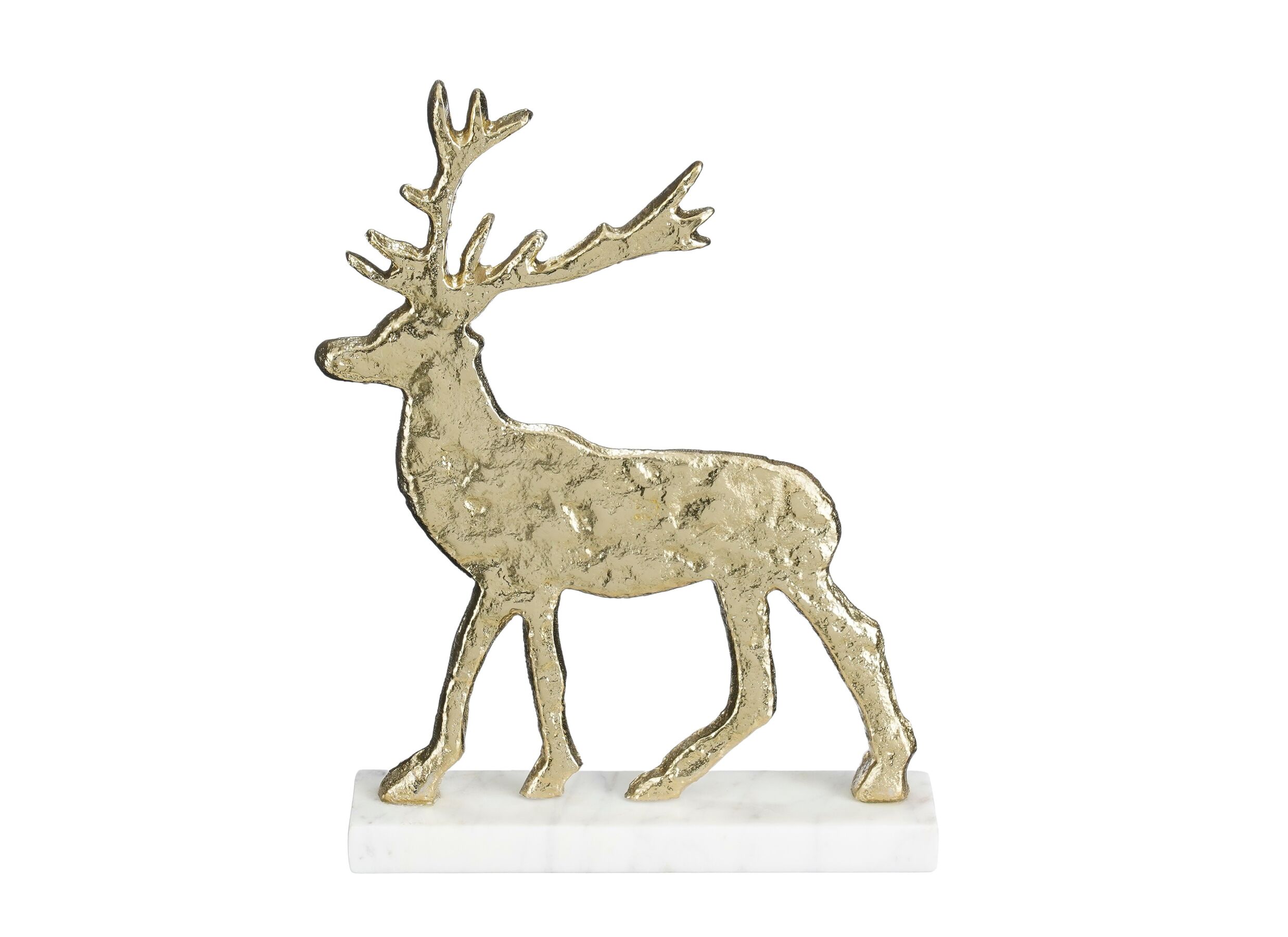 Kerstdecoratie Hert 12x5x28cm - stoneware - champagne - Kerstdecoratie Hert 12x5x28cm - stoneware - champagne
