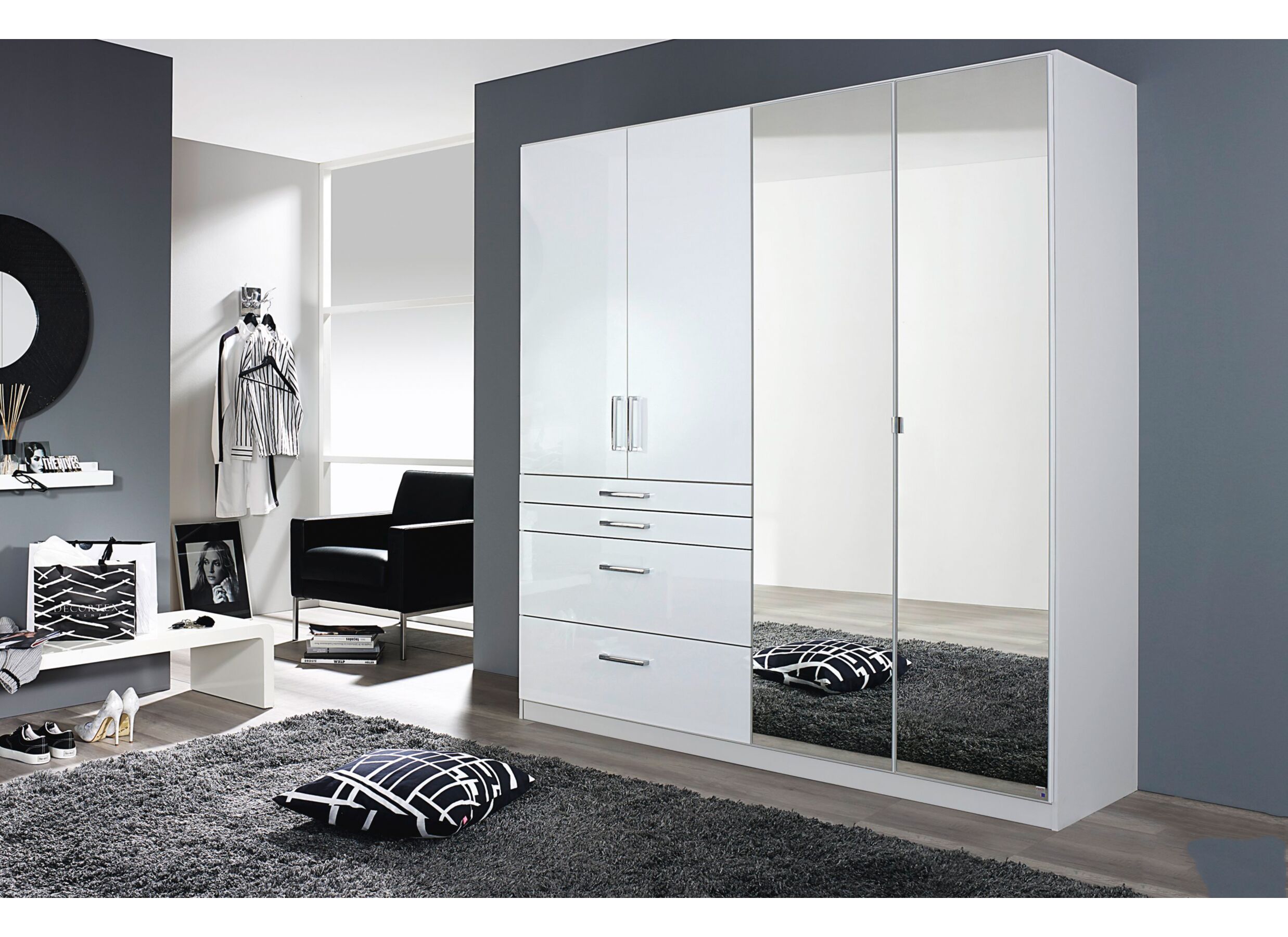 Garde-robe 181cm - Garde-robe 181cm - décor - blanc laqué