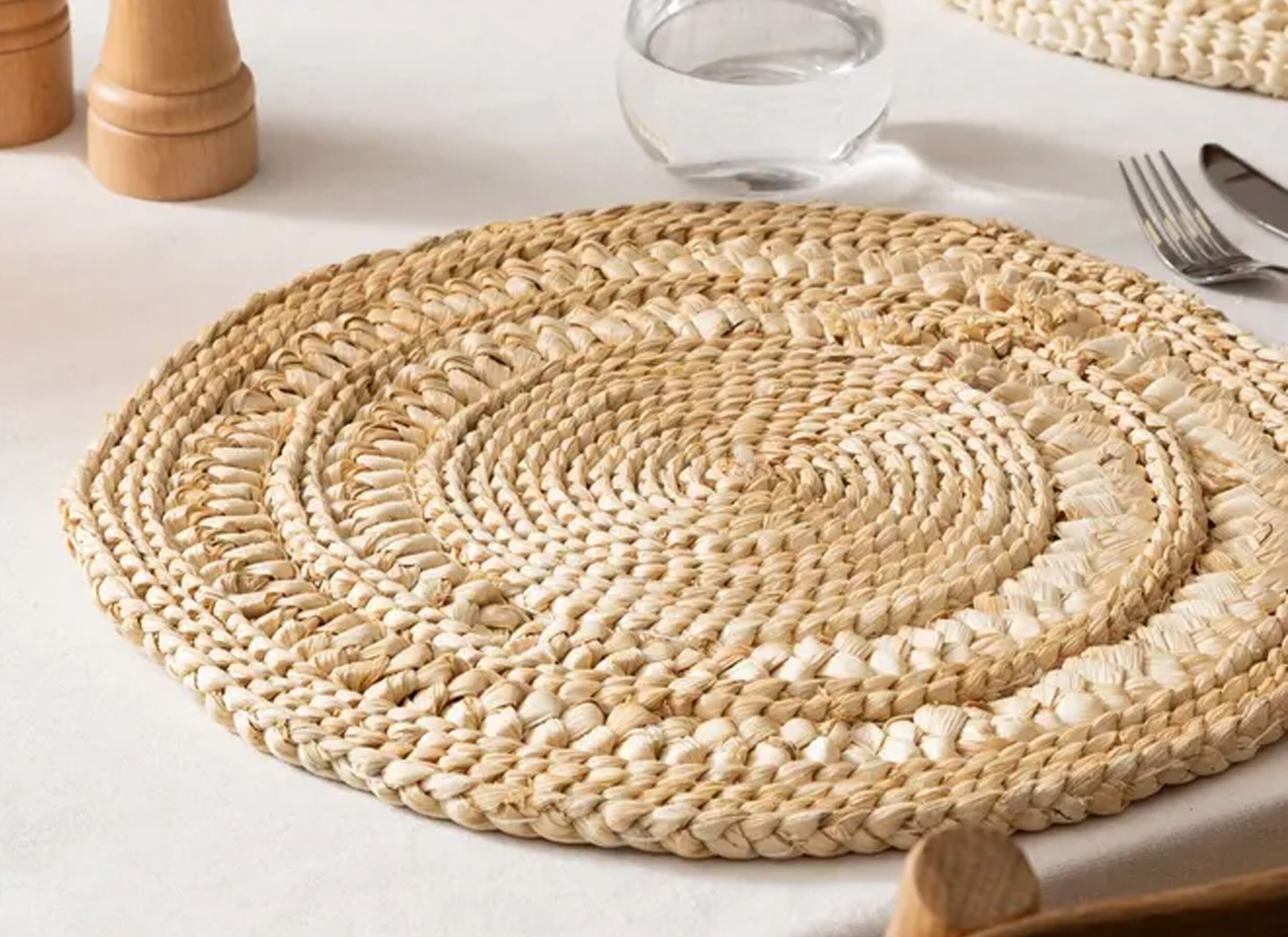 Foto ambiance - Set de table Soleya Ø38cm - maïs tissé - beige