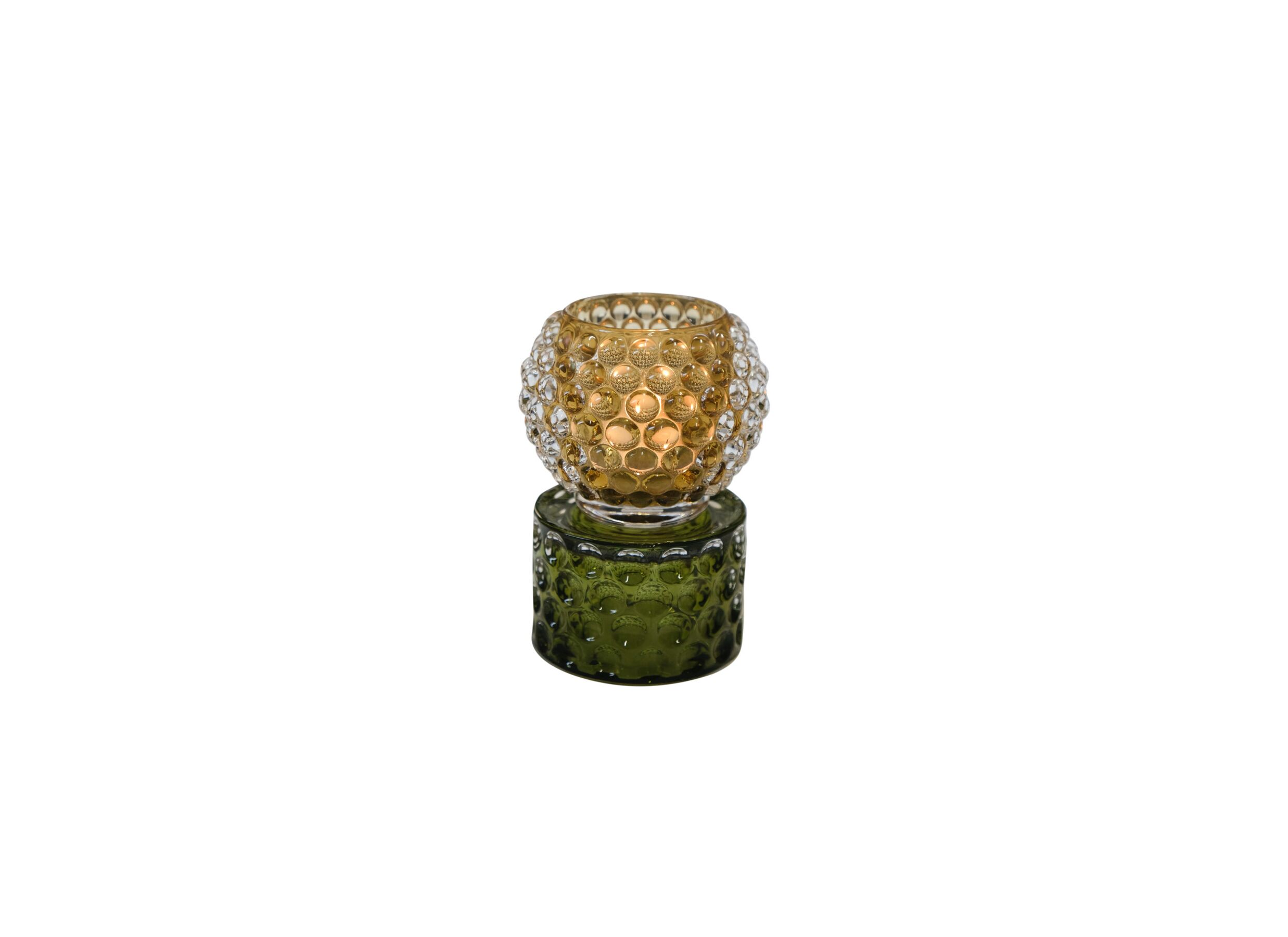 Kandelaar H14cm - glas - groen/oranje - Chandelier H14cm - verre - vert/orange