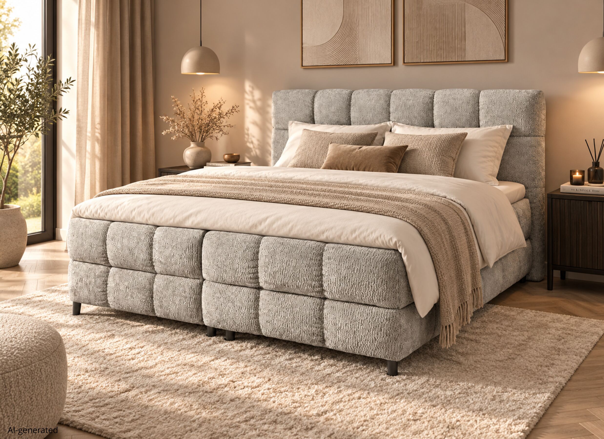 AI Generated - Bedbox Molly 180x200cm - stof - lichtgrijs met opbergruimte