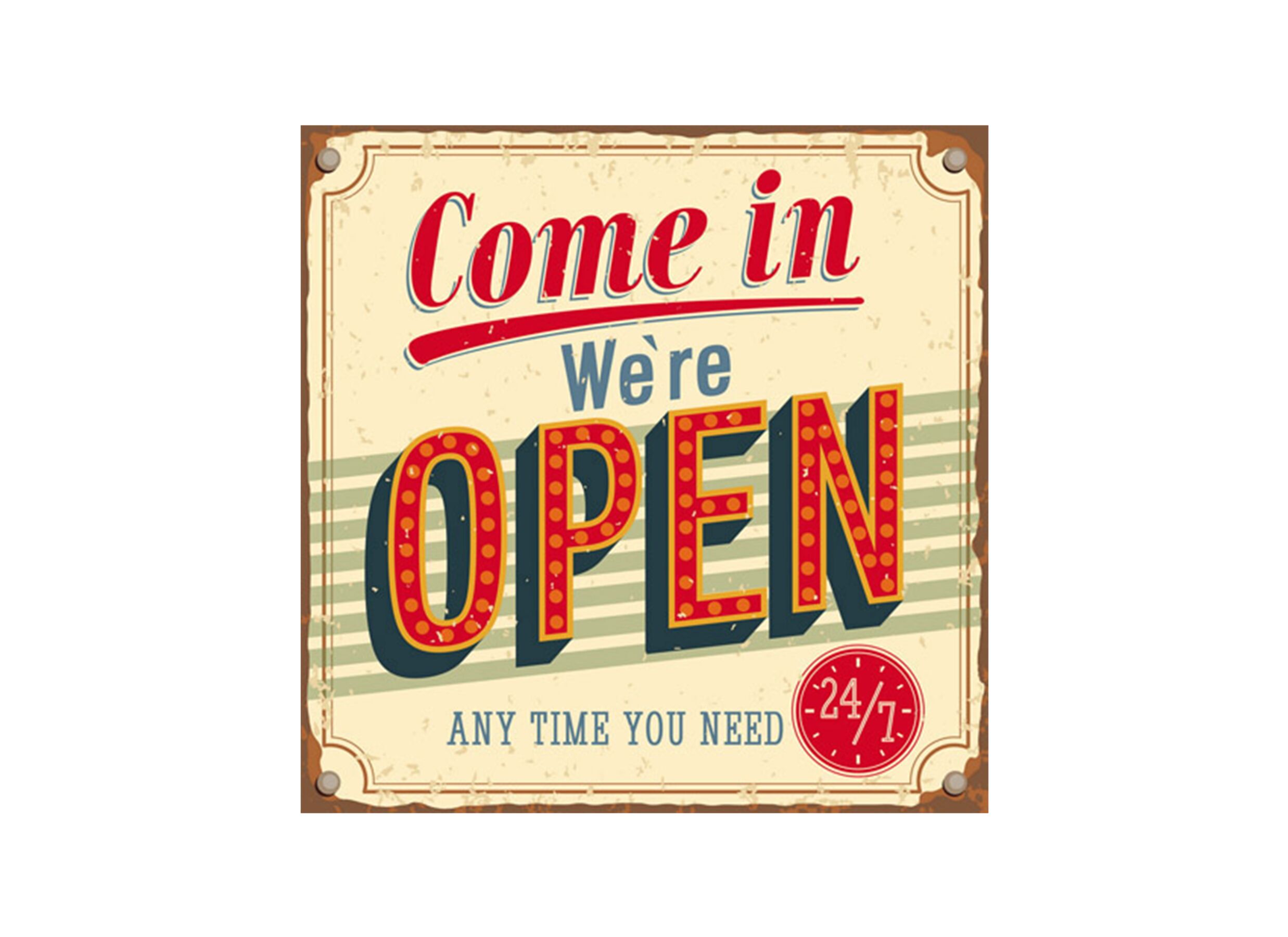 Foto op canvas We're Open 60x60cm