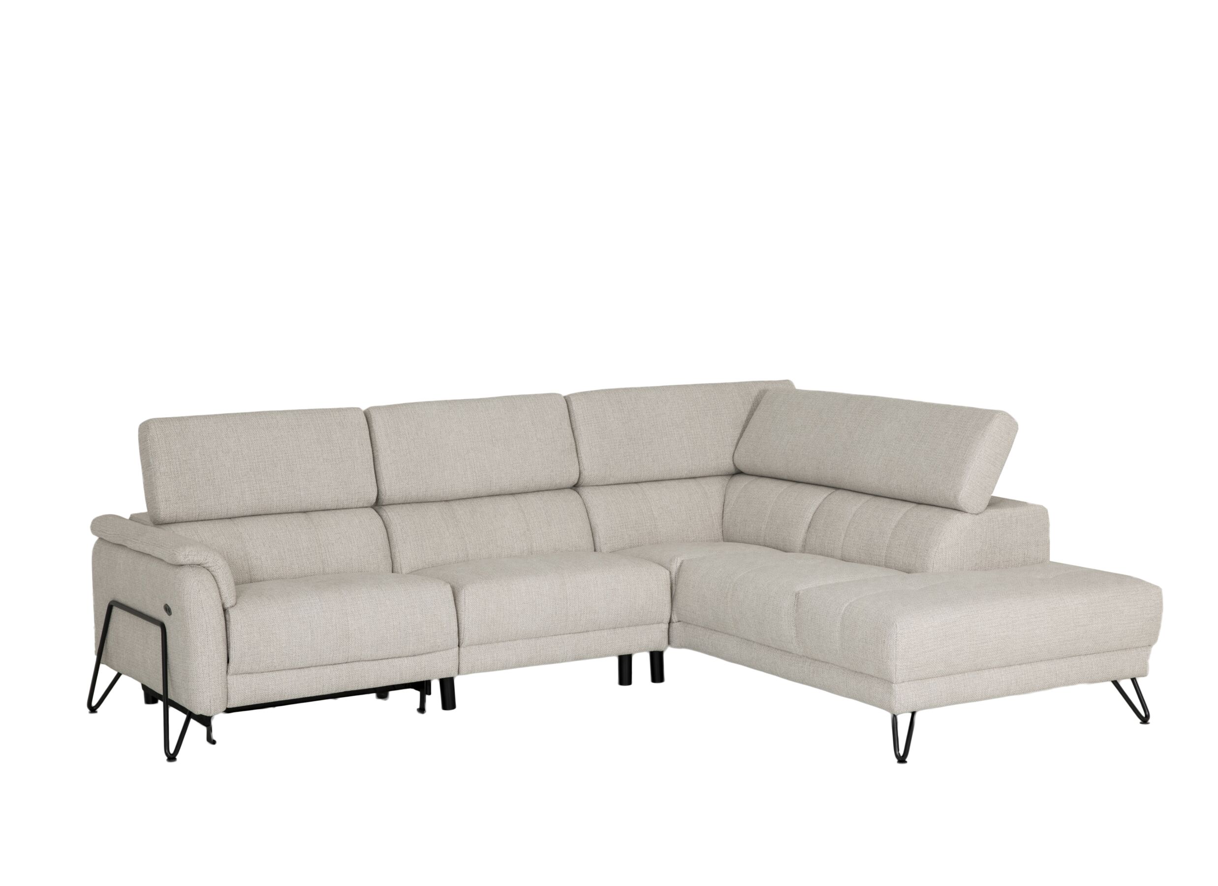 Aperçu - Canapé d'angle Oltens 281x228cm - tissu - beige avec relax