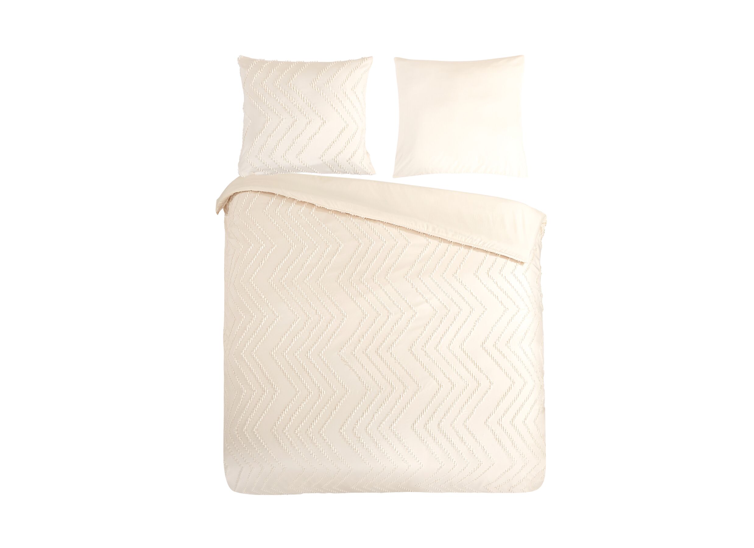 Dekbedovertrek Zig Zag 240x220cm - katoen - gebroken wit - Housse de couette Zig Zag 240x220cm - coton - blanc cassé